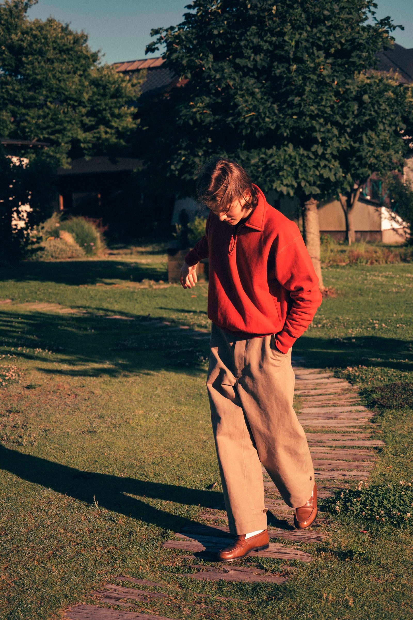 A.PRESSE - vintage half zip sweatshirt -red- 23ss | asterisk