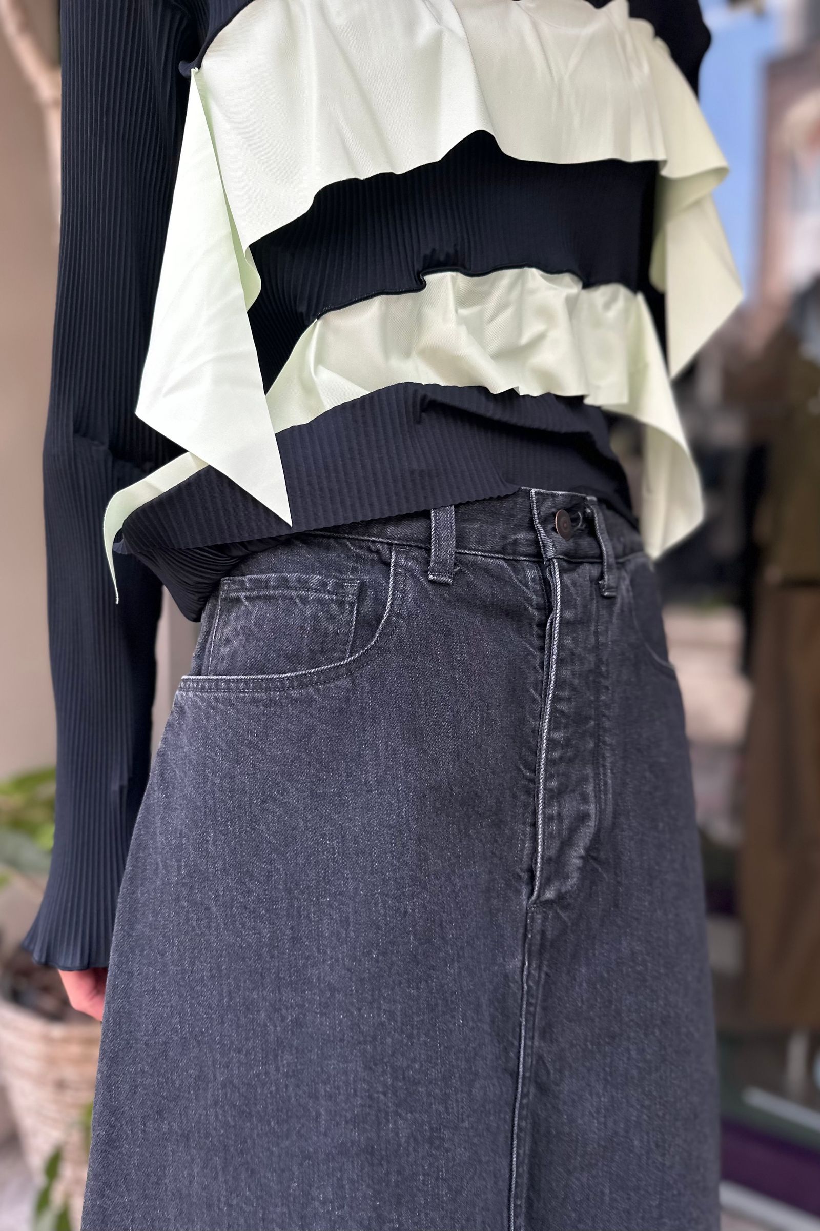 blurhms - Denim Skirt -FadeBlack- 23aw women | asterisk