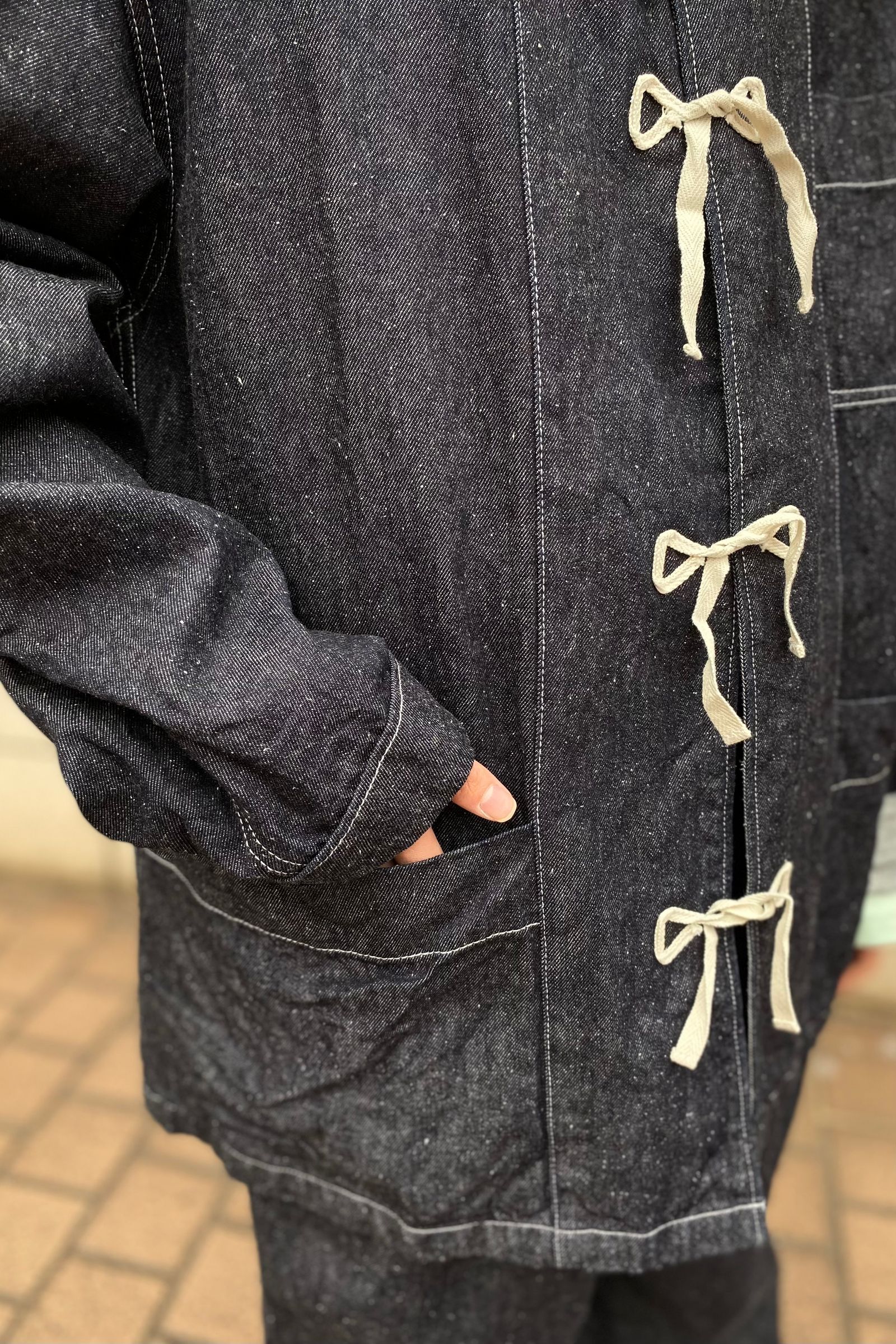 INNAT - silk denim pajama jacket-indigo-23ss | asterisk