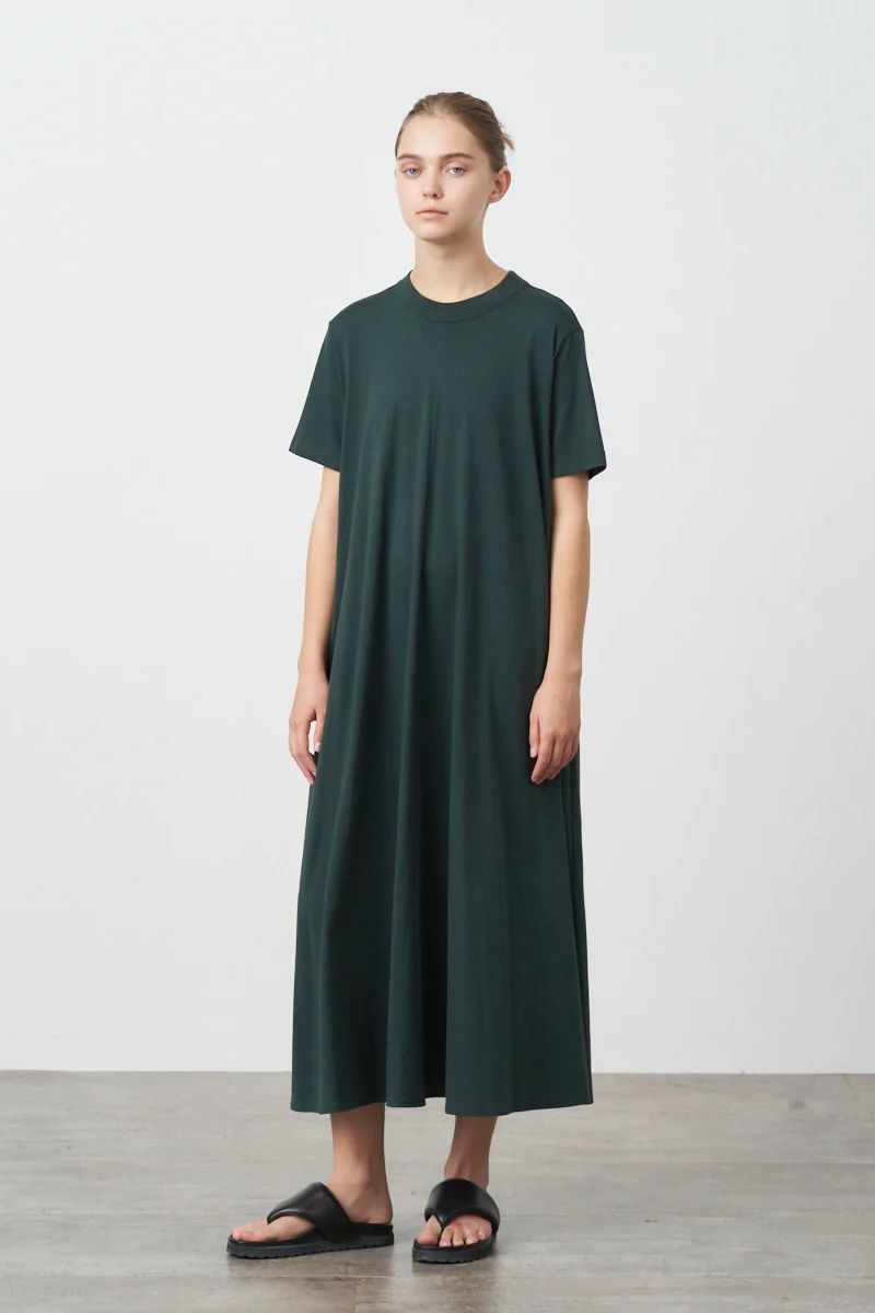 ATON - 48/2 natural dye flared dress -green- women 23ss | asterisk