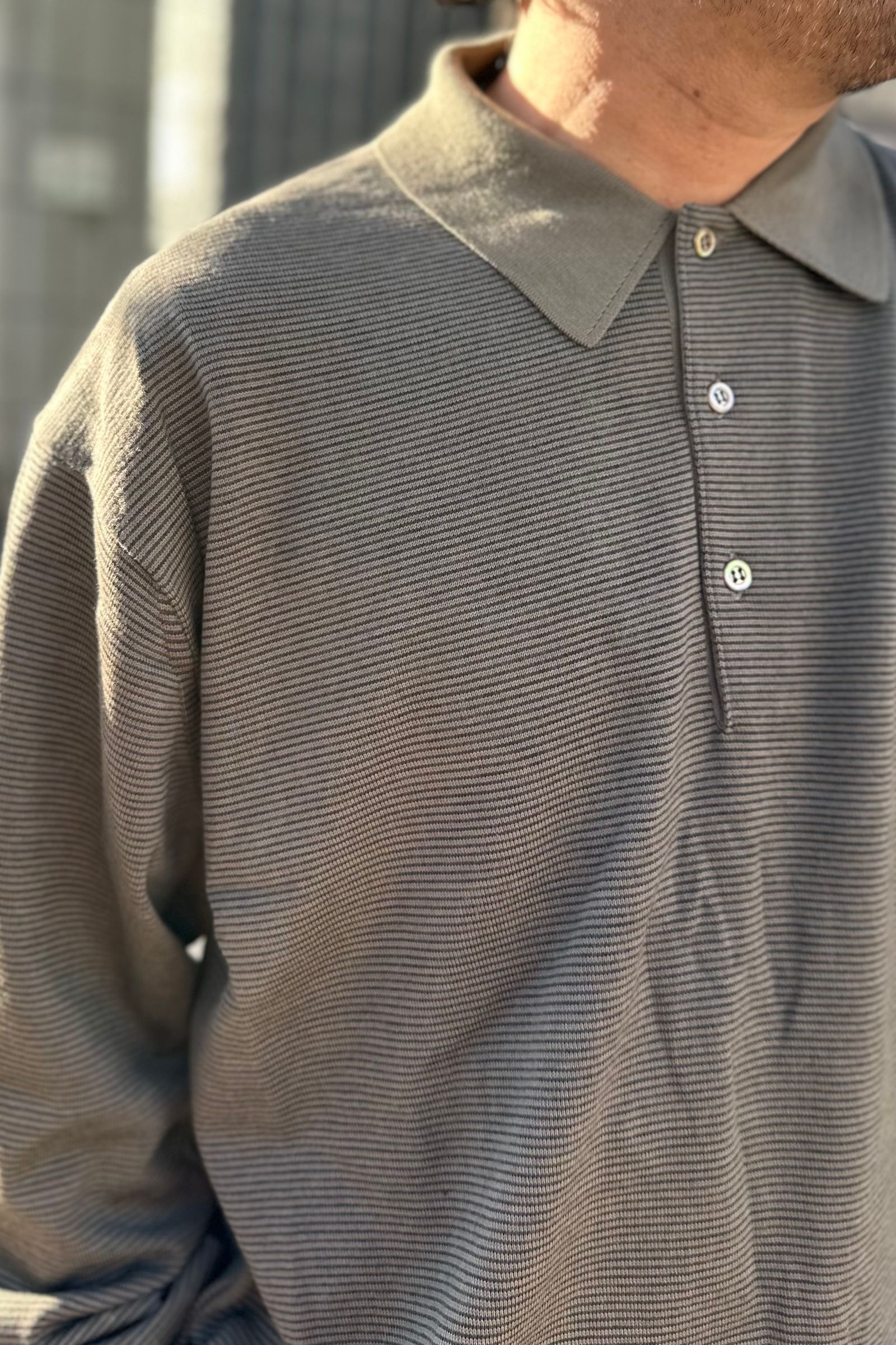 A.PRESSE - L/S ニット ポロシャツ L/S Knit Polo Shirt -stripe 