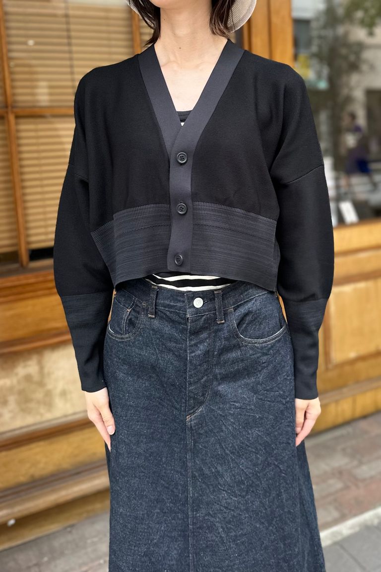 CFCL - CUPRO GARTER CROPPED CARDIGAN -black- 23aw women | asterisk