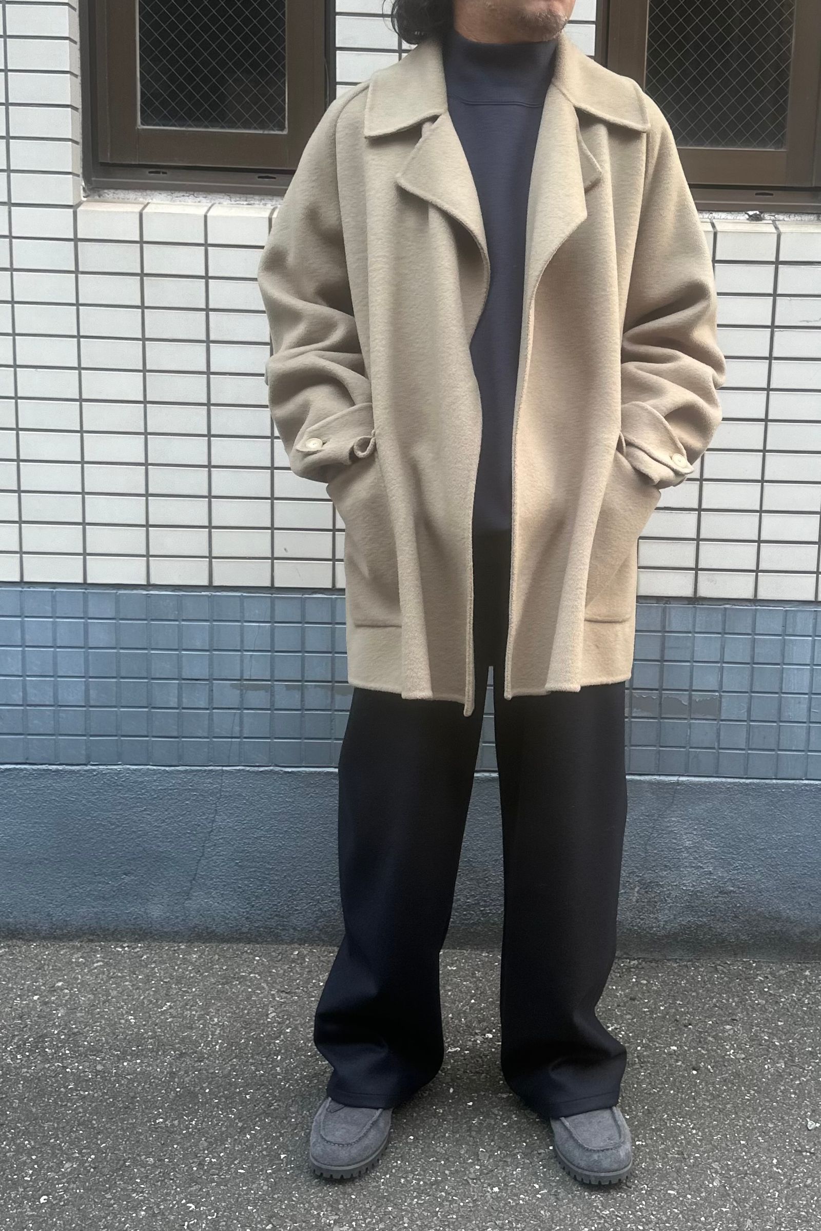 YLÈVE - LAMBSWOOL DOUBLE CLOTH BEAVER SHORT CO ウールハーフコート -moca- 24aw |  asterisk