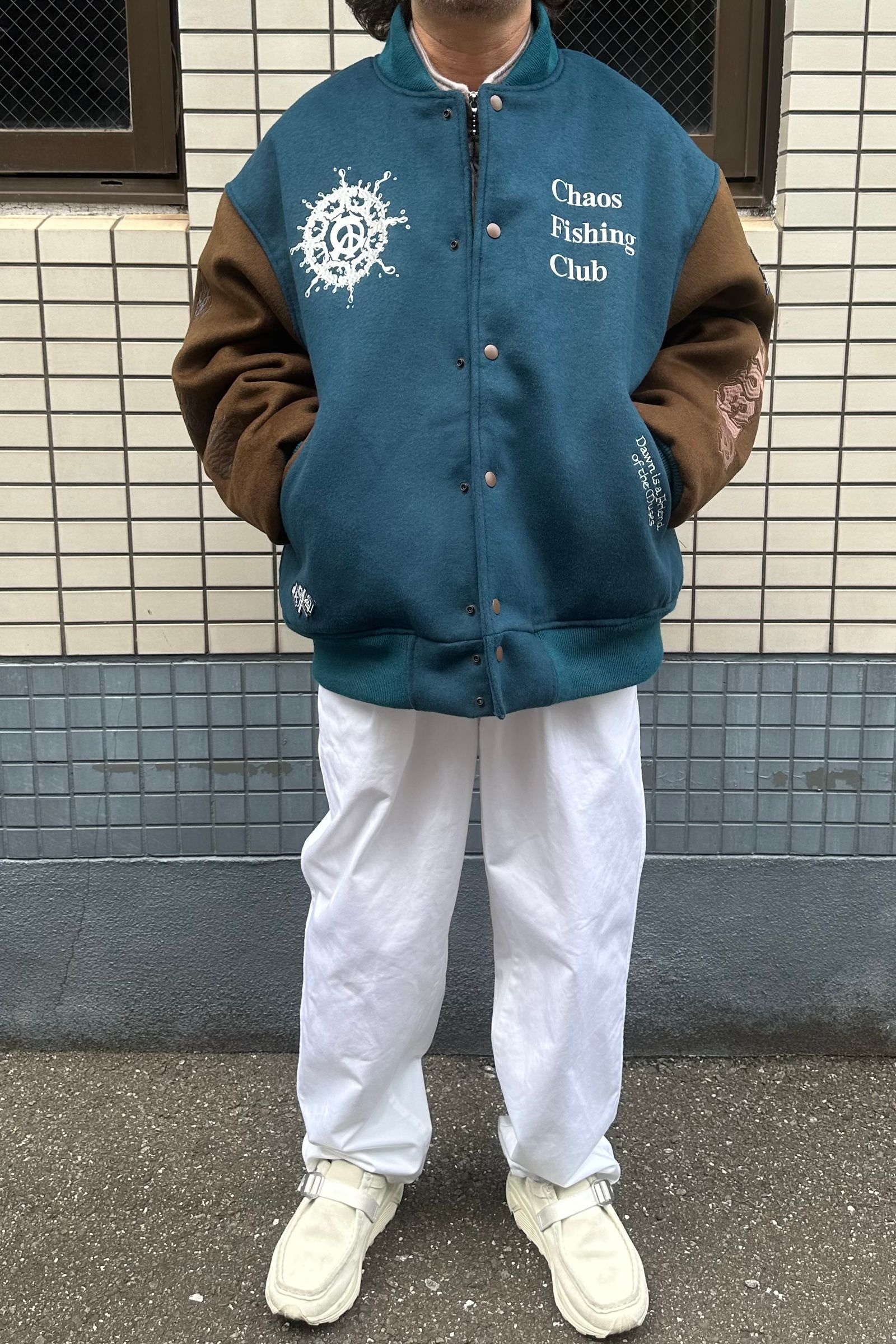 Chaos Fishing Club - STADIUM TEAM JACKET -BLUE×BROWN-24aw | asterisk