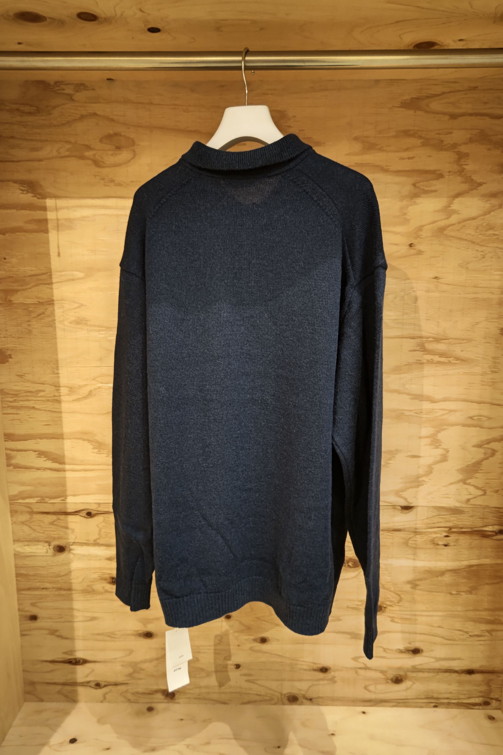 ATON - alpaca washi polo sweater -navy- men | asterisk