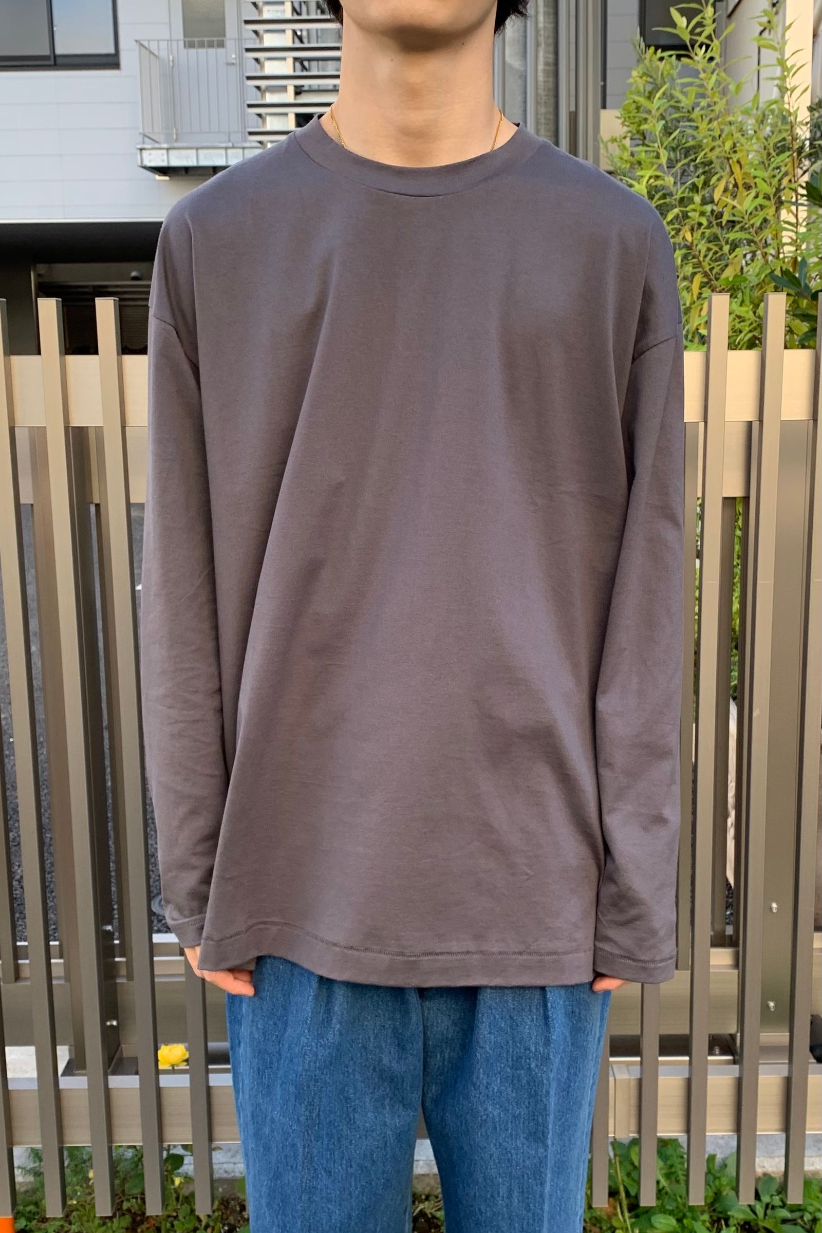 ATON - suvin 60/2 oversized longsleeve t-shirts -charcoal grey