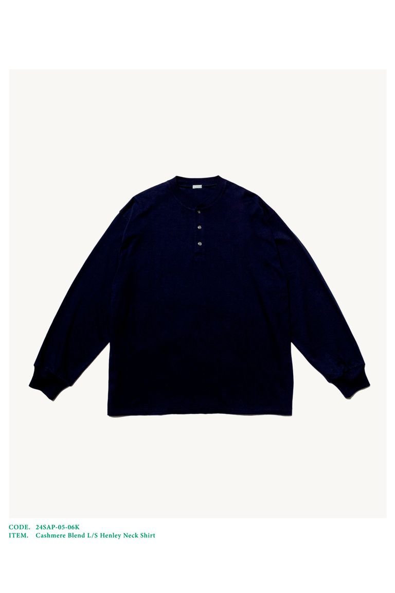 A.PRESSE - Cashmere Blend L/S Henley Neck Shirt -Charcoal 