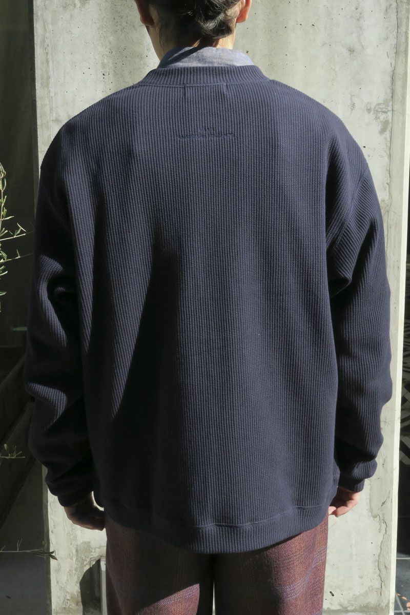 UNIVERSAL PRODUCTS - yaah waffle cardigan -navy- 23ss | asterisk