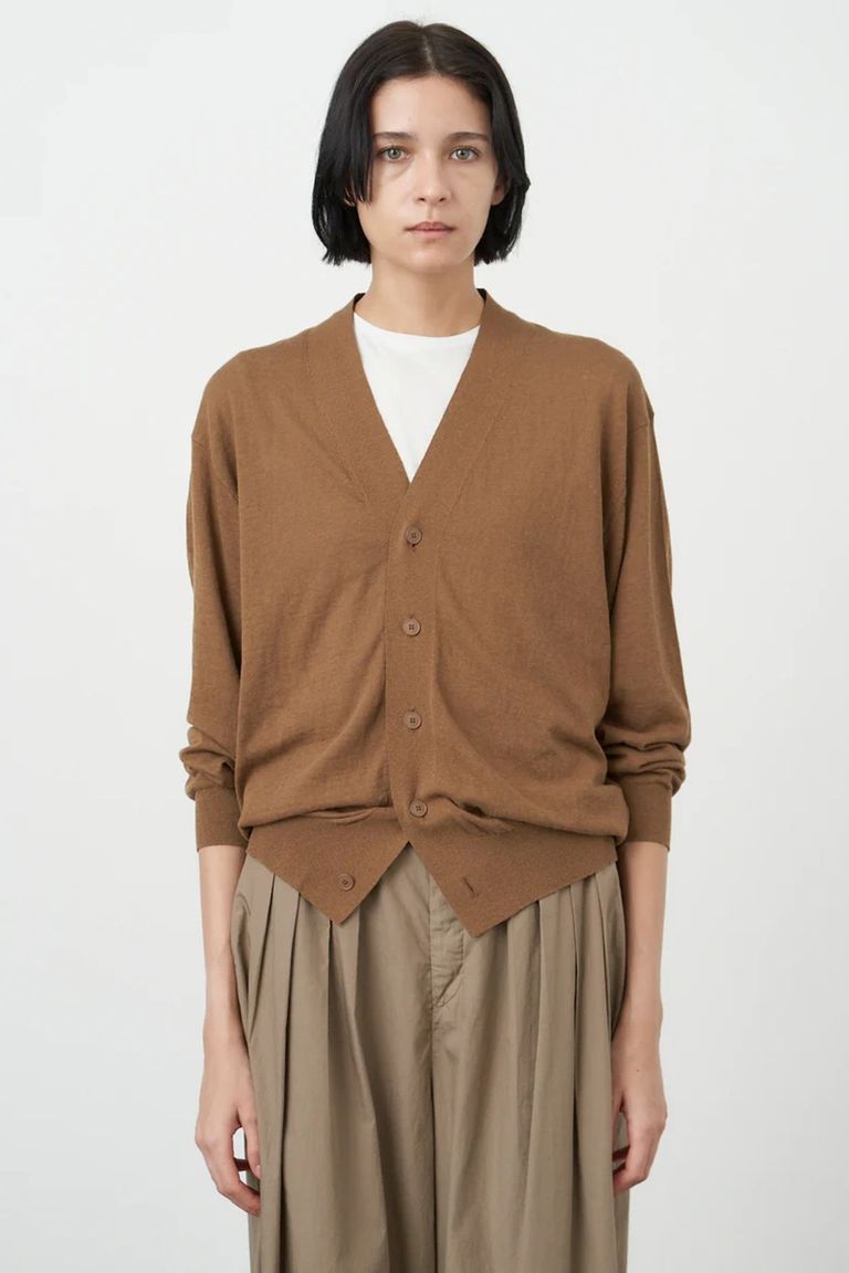 ATON - RECYCLED FRESCA V-NECK CARDIGAN -yellow- 24ss women | asterisk 