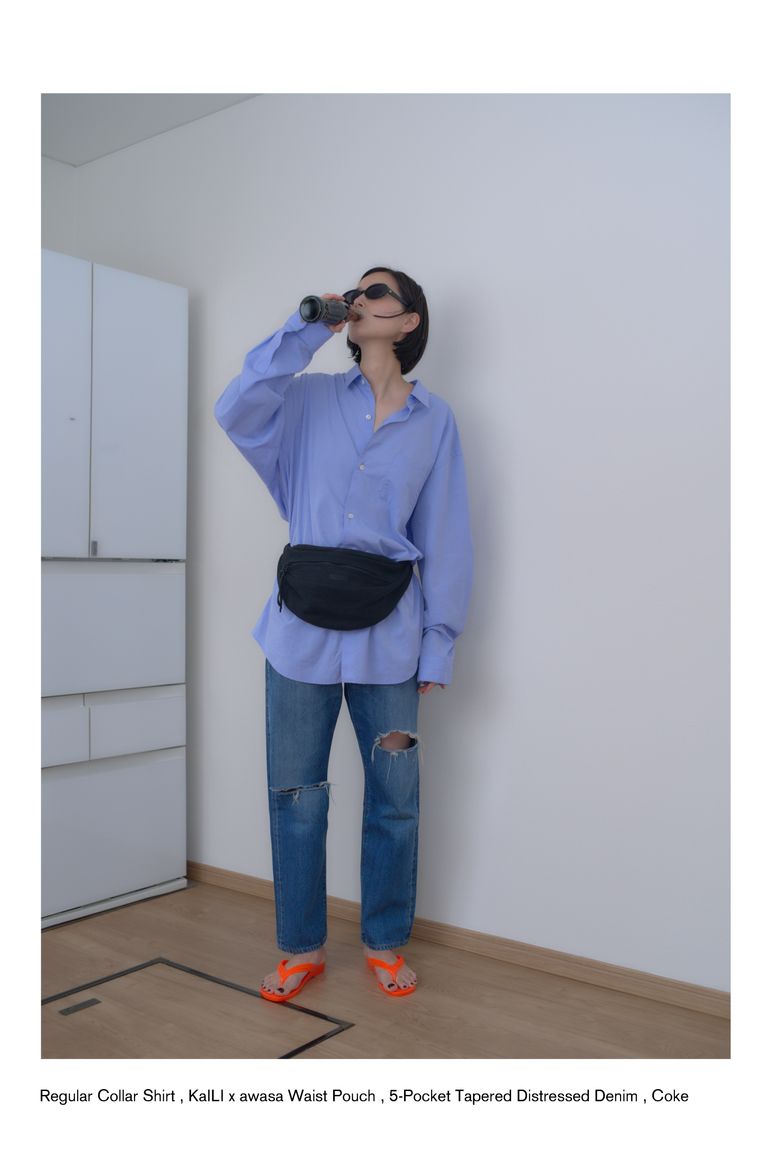 awasa - レギュラーカラーシャツ-BLUE-25ss men | asterisk