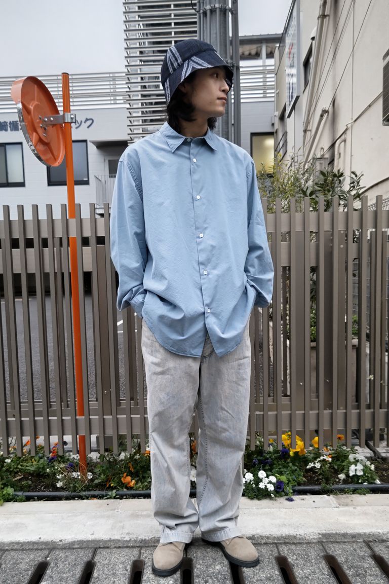 A.PRESSE - regular collar shirt -indigo- 23ss | asterisk