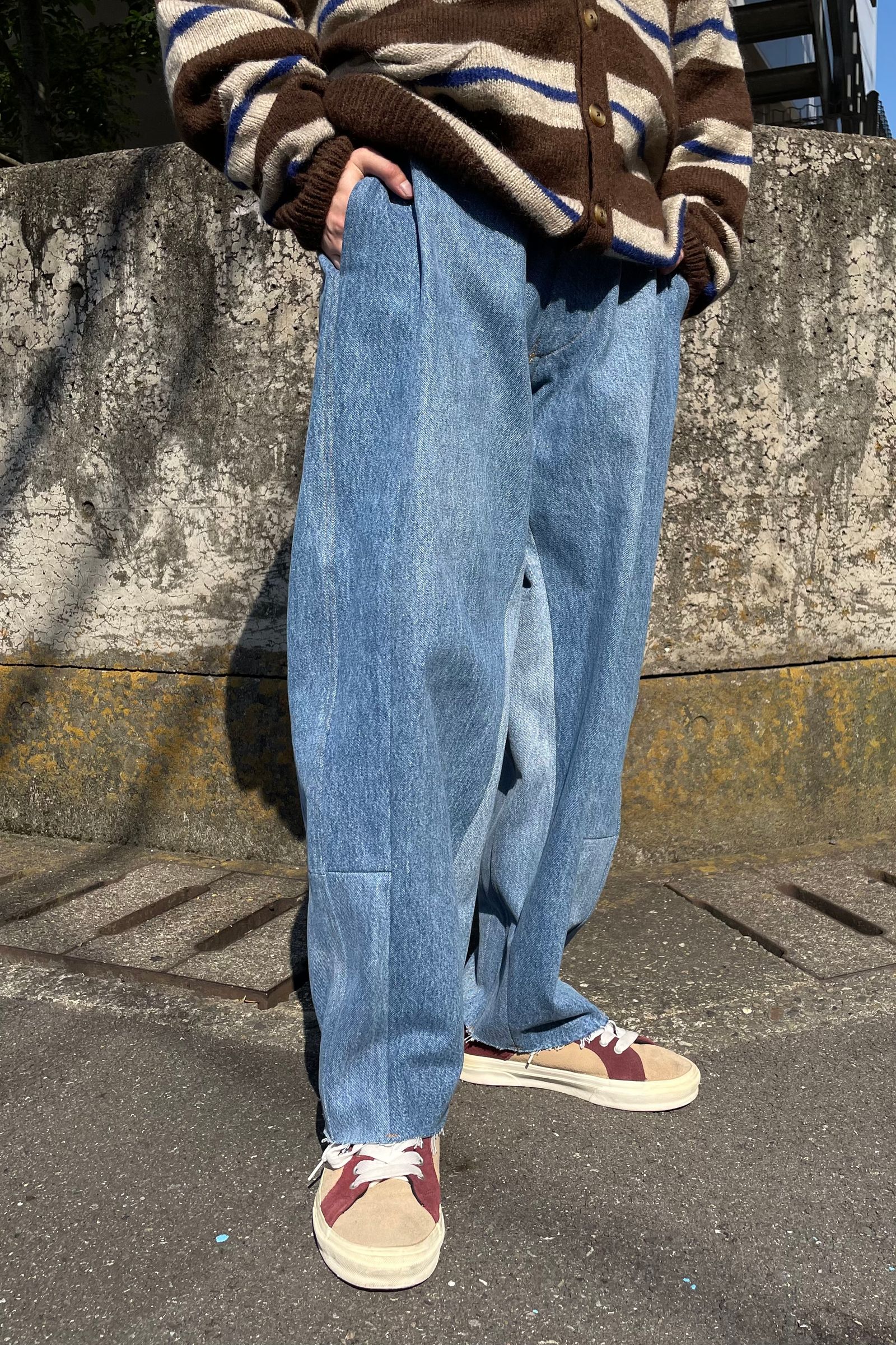 SEEALL - reconstructed super buggy slacks denim-denim-22aw unisex ...