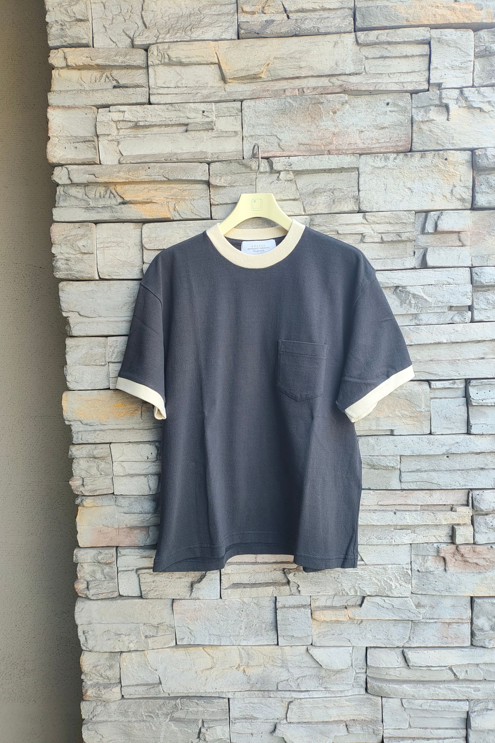 UNUSED - Short sleeve T-shirt-BLACK ×IVORY- 25ss women