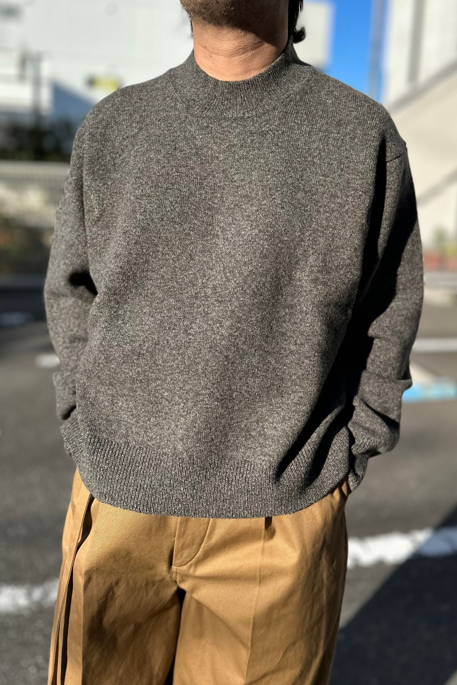 nonnotte - ヘビーオンスウールyakニット slit crew neck pullover