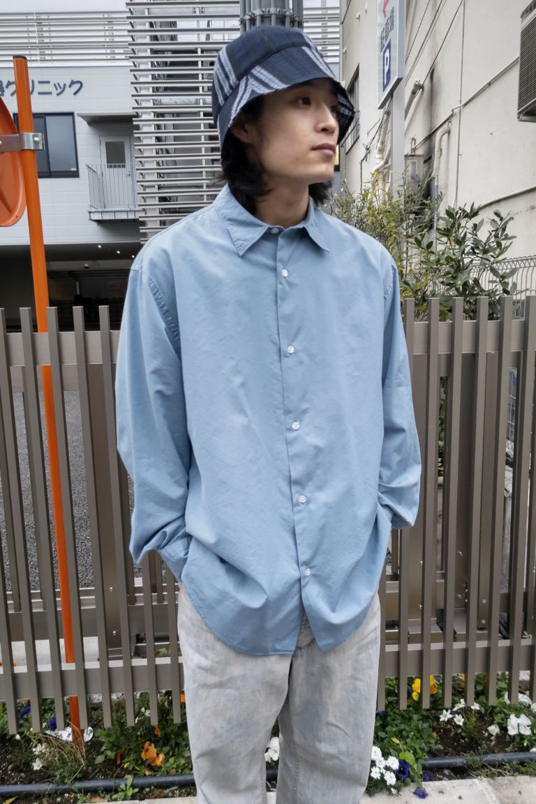 A.PRESSE - regular collar shirt -indigo- 23ss | asterisk