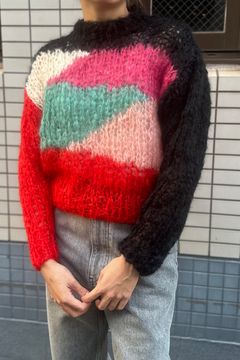 UNUSED - Mohair pullover knit モヘアニット-GREEN MULTI- 24aw  