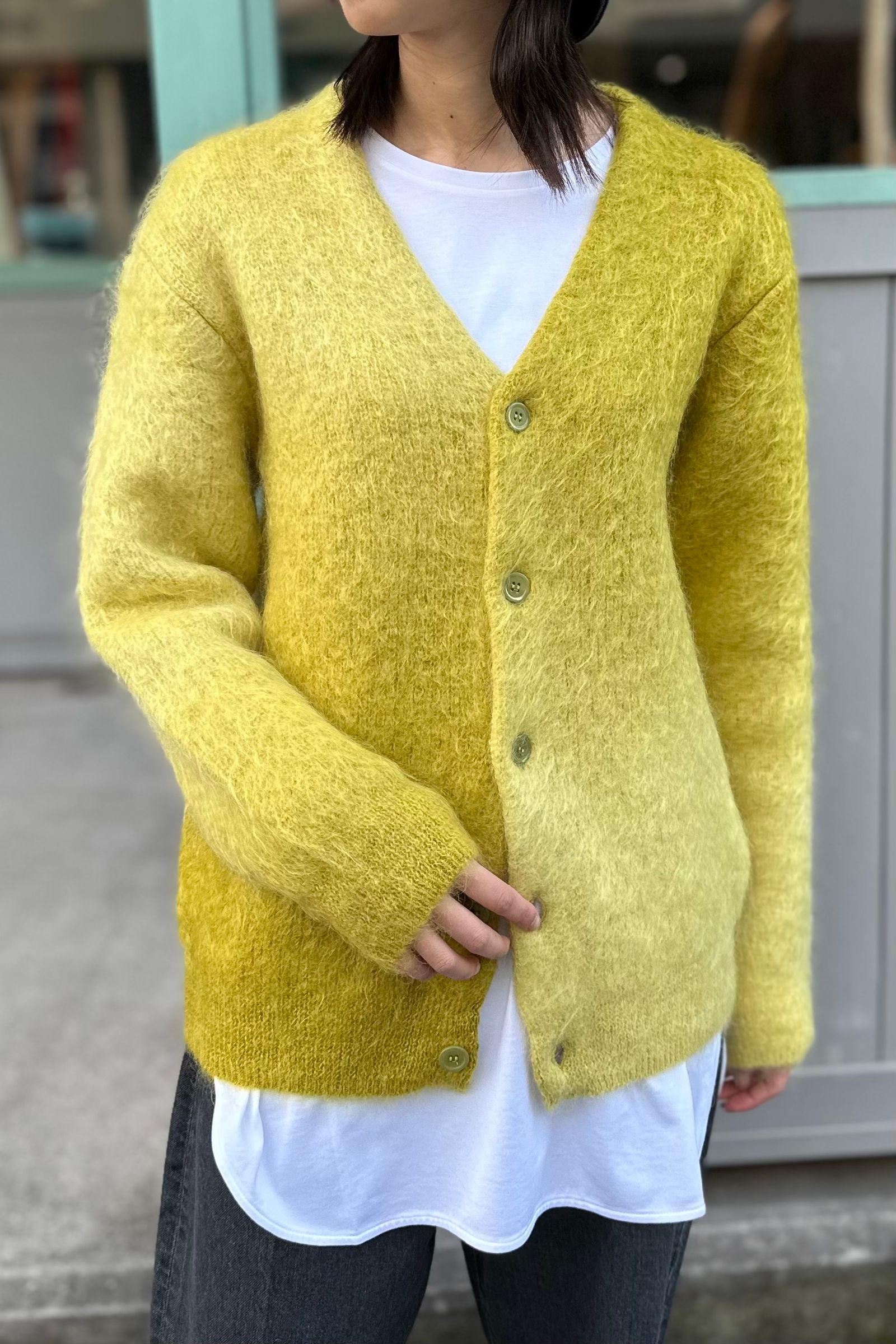 UNUSED - Gradation mohair cardigan -mustard- 23aw | asterisk