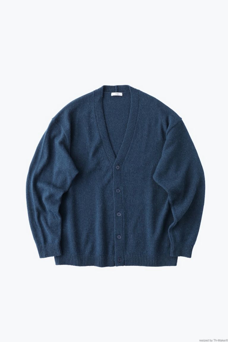 ATON - alpaca washi oversized cardigan -navy- men | asterisk