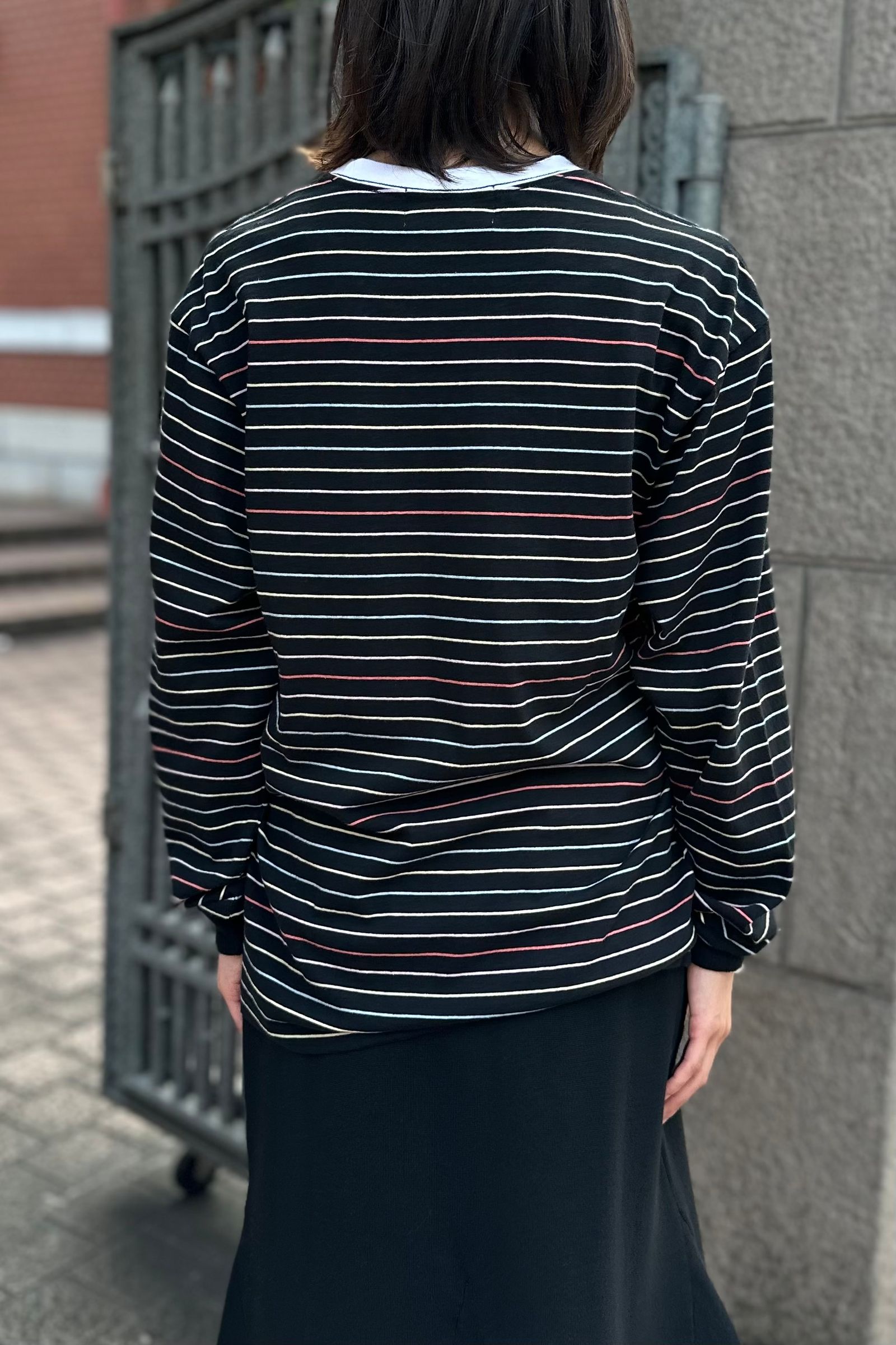 UNUSED - Long-sleeve border T-shirt -black- 23aw | asterisk