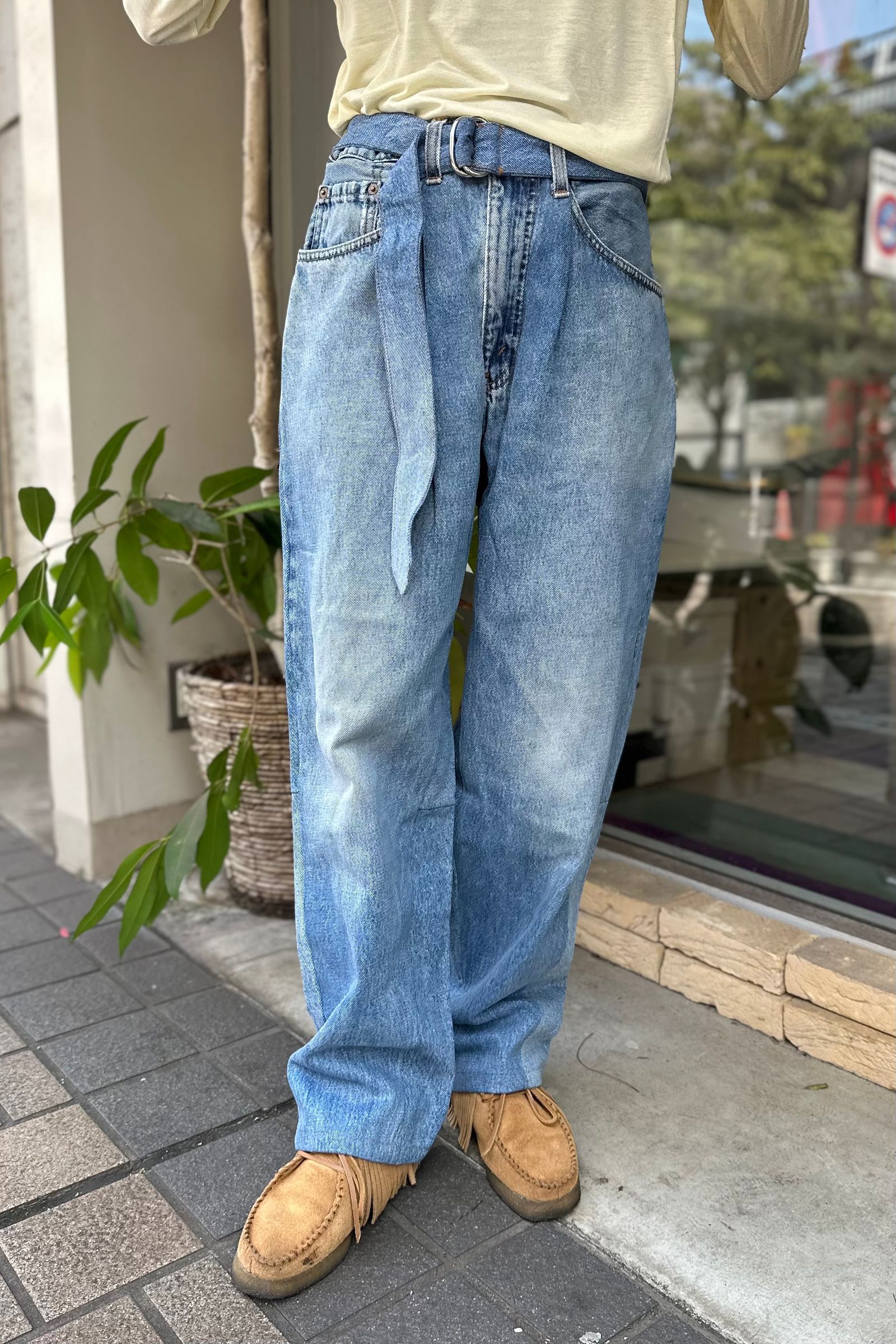 SEEALL - reconsructed belted buggy pants -denim- 23aw men