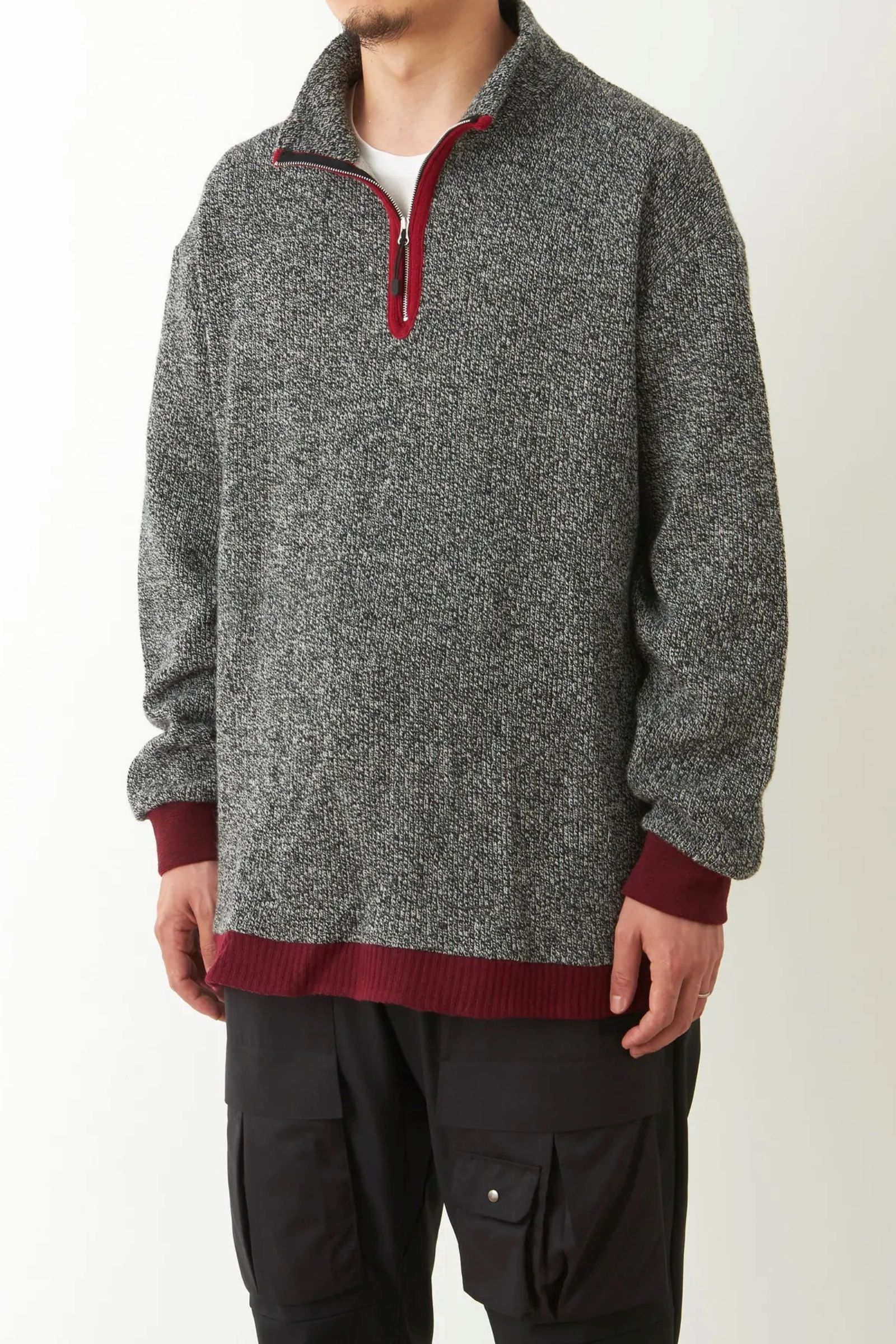 White Mountaineering - half zip knit pullover -charcoal- 22aw men | asterisk