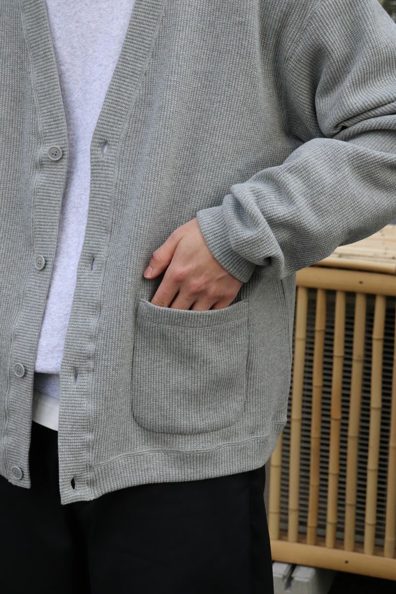 UNIVERSAL PRODUCTS - yaah waffle cardigan -gray- 23ss | asterisk