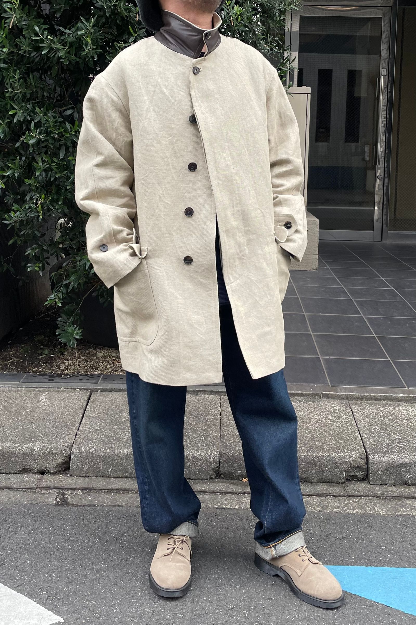 A.PRESSE - linen helf coat -beige- 23ss | asterisk