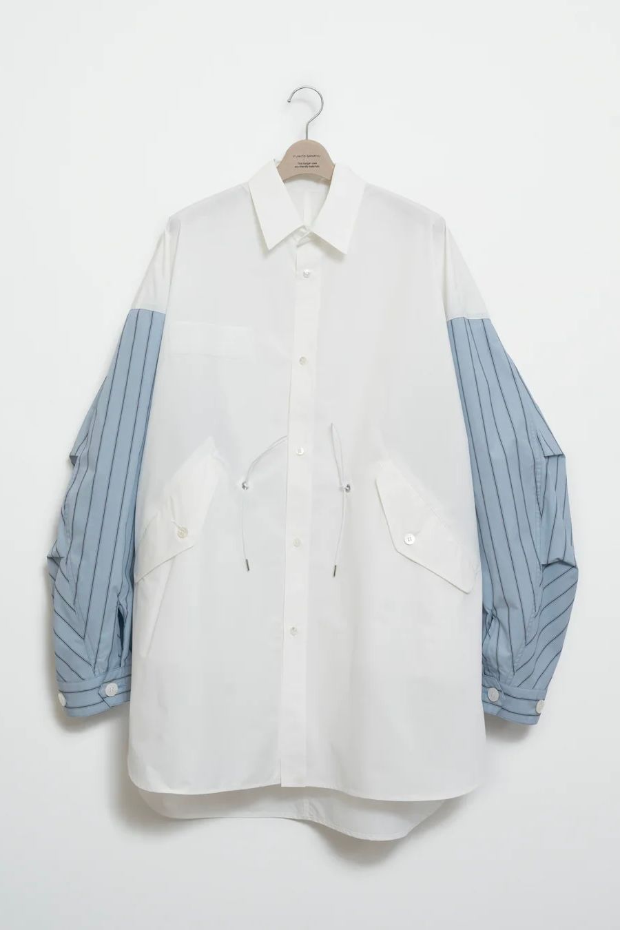 FUMITO GANRYU - m-51 cleric shirt jacket -white×blue stripe- 23ss