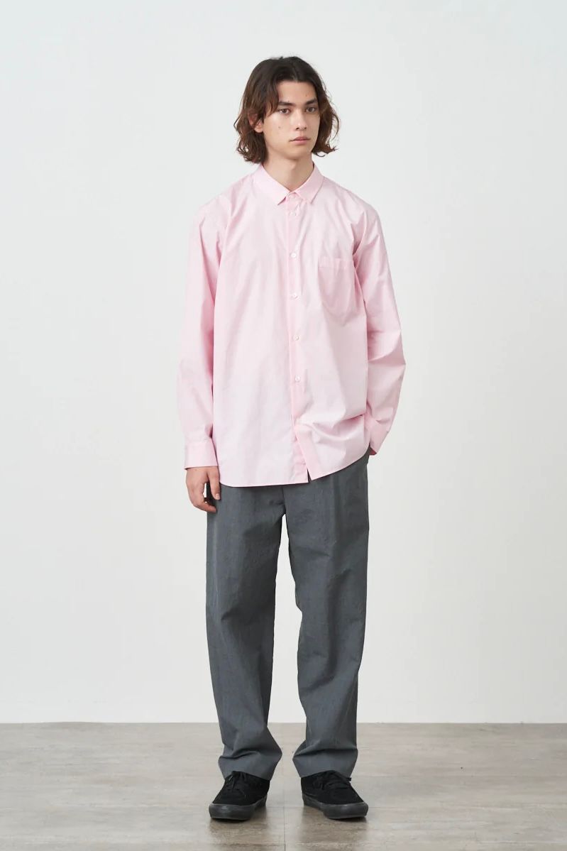 ATON - giza stripe standard shirt -pink stripe- unisex 23ss | asterisk