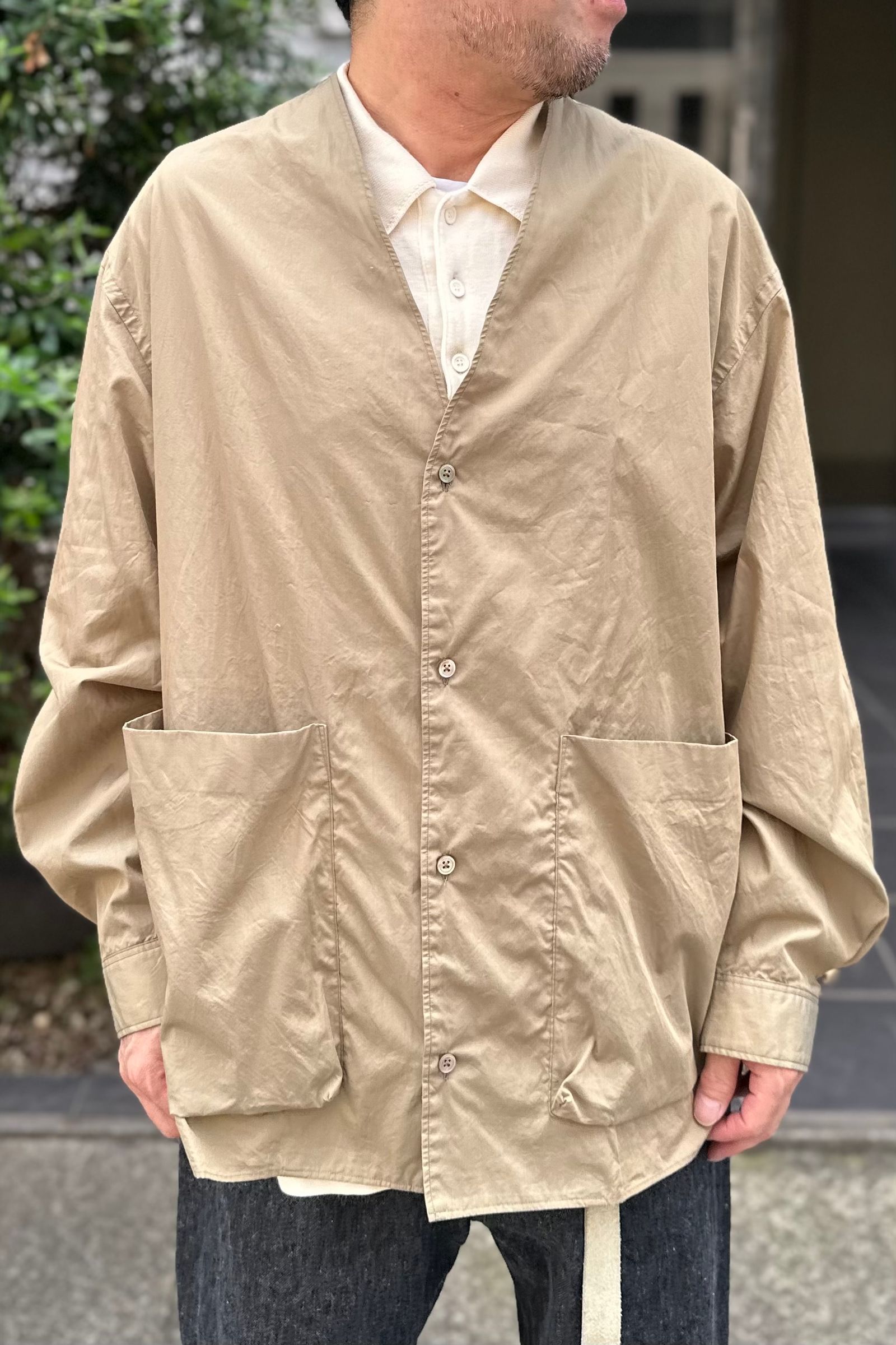 blurhms - Chambray Cardigan Shirt -OliveBeige- 23aw men | asterisk