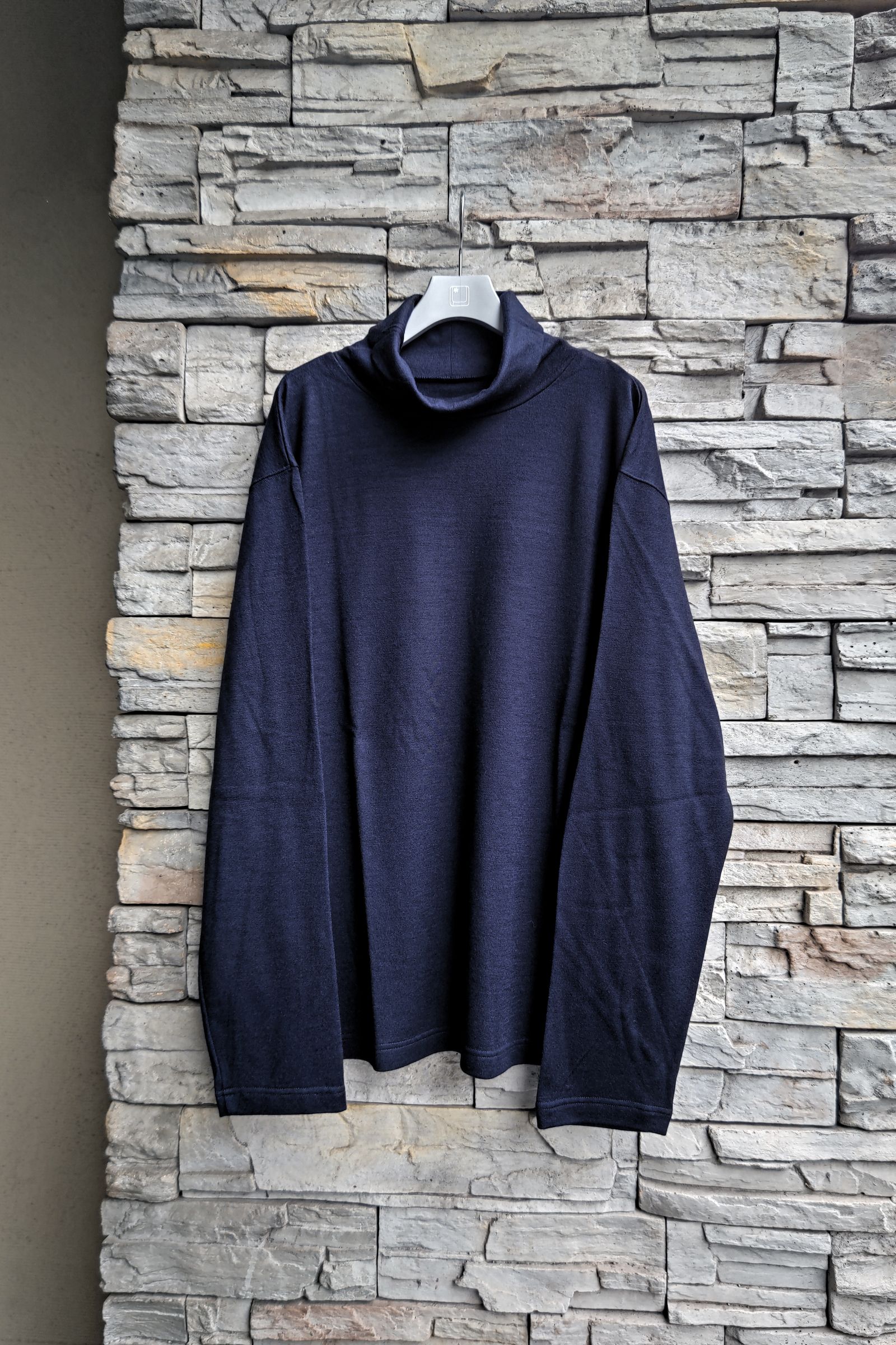 ts(s) - Washable Milled Wool Jersey Turtle Neck Shirt -navy- 23aw