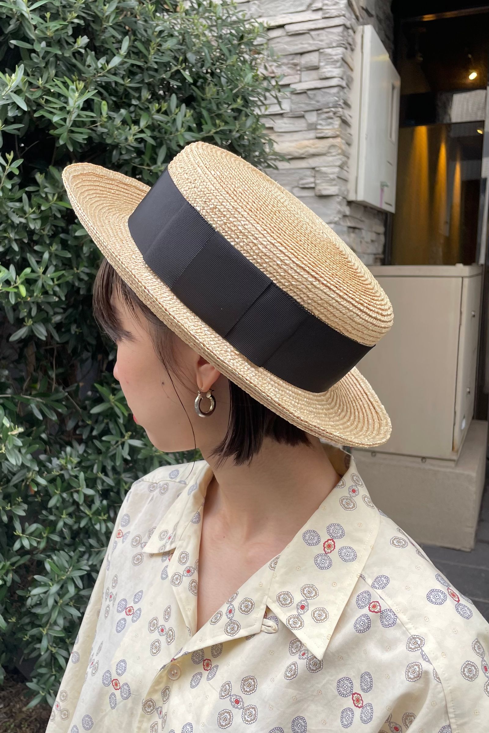 KIJIMA TAKAYUKI - STRAW BOATER HAT -black- women 23ss 