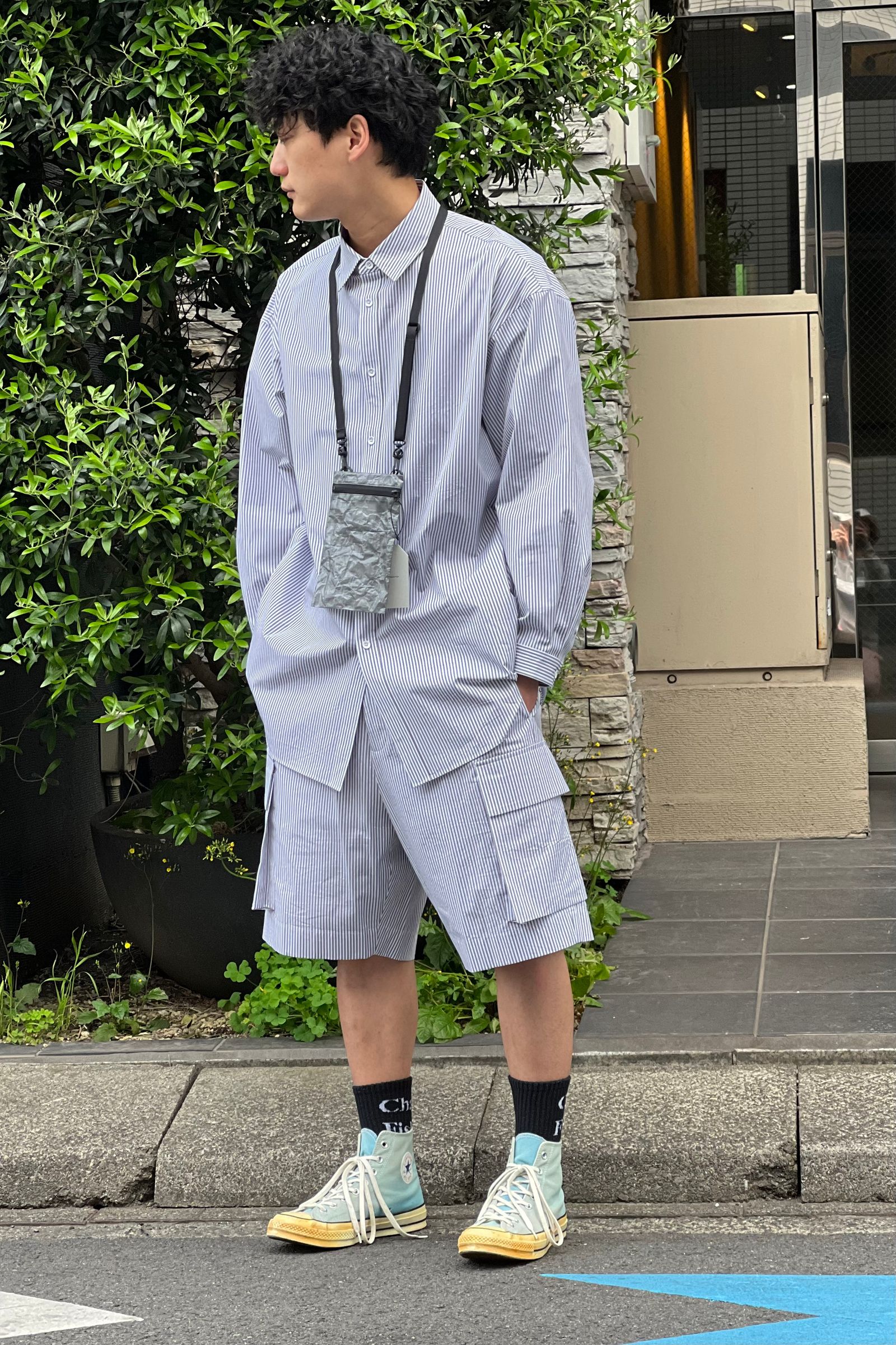 SHRINK STRIPE OVERSIZED SHIRT  ATON シャツ