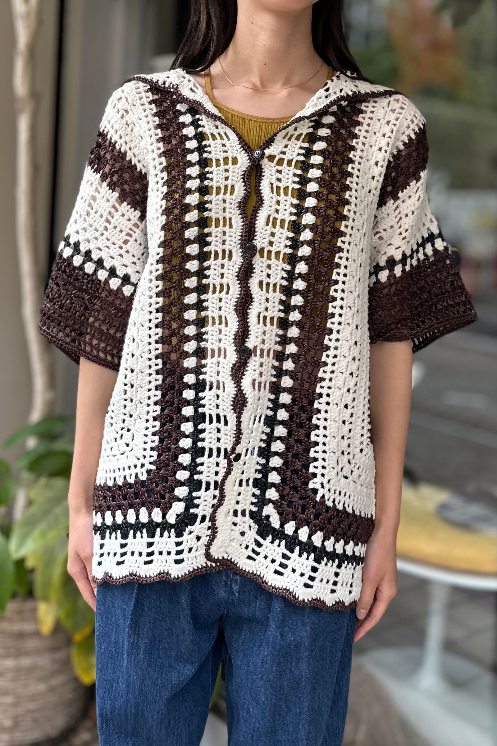 todayful Crochet Over Shirts ブラウン 新品-