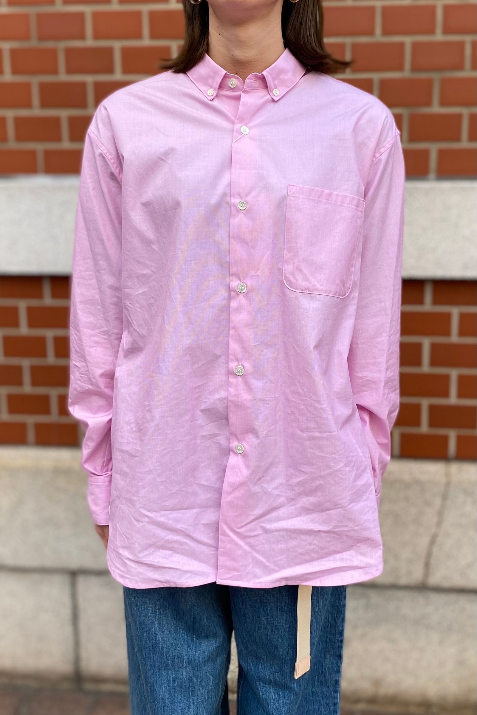 MY___ - chambray button down collar shirt -pink- 23ss | asterisk