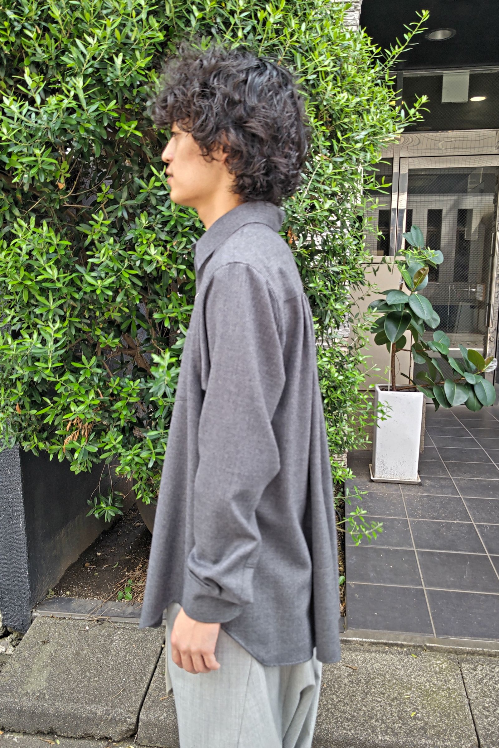FUMITO GANRYU - Watteau pleated wool shirt -gray- 23aw | asterisk