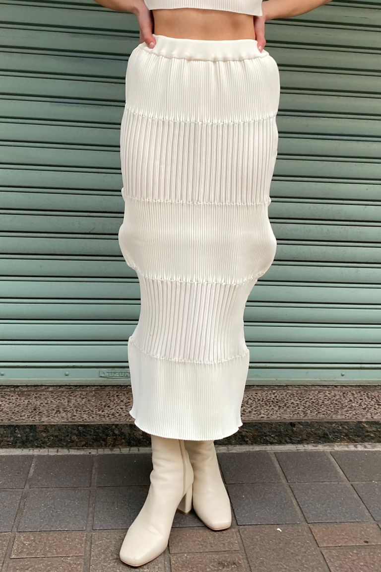 CFCL - fluted skirt 1-white-women 23ss | asterisk