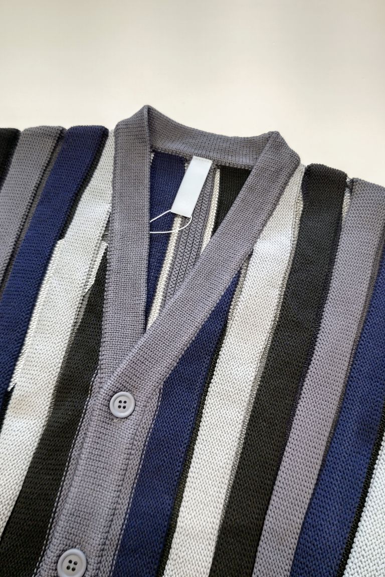 CFCL - louver cardigan -dark gray multi- 23ss men | asterisk