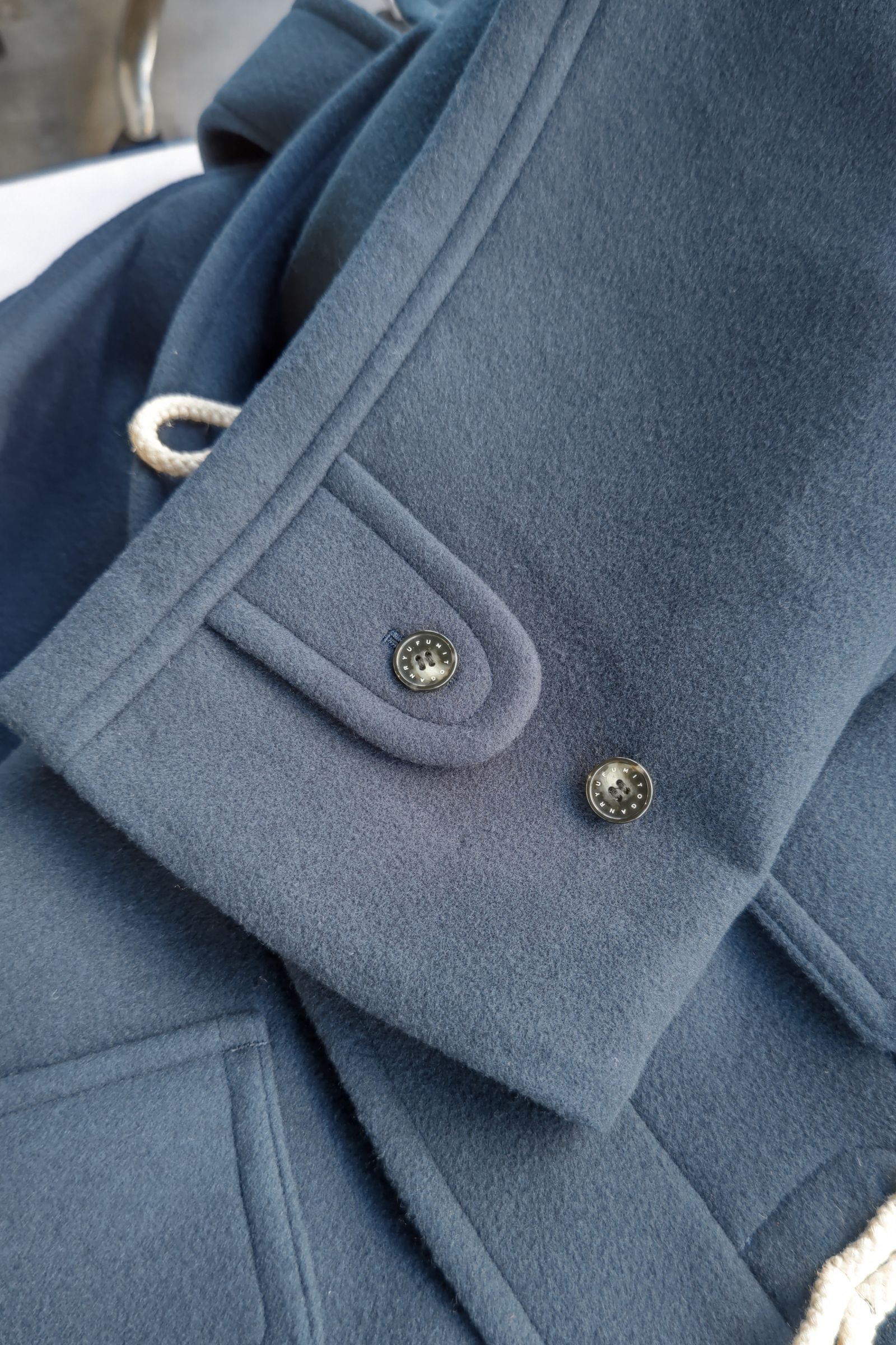 FUMITO GANRYU - vintage modern duffle coat -navy- 22aw | asterisk