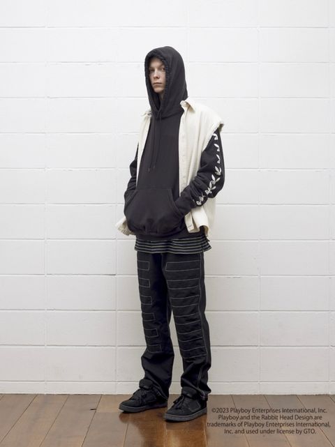 UNUSED - PLAYBOY print sweat hoodie -black- 23aw women | asterisk 