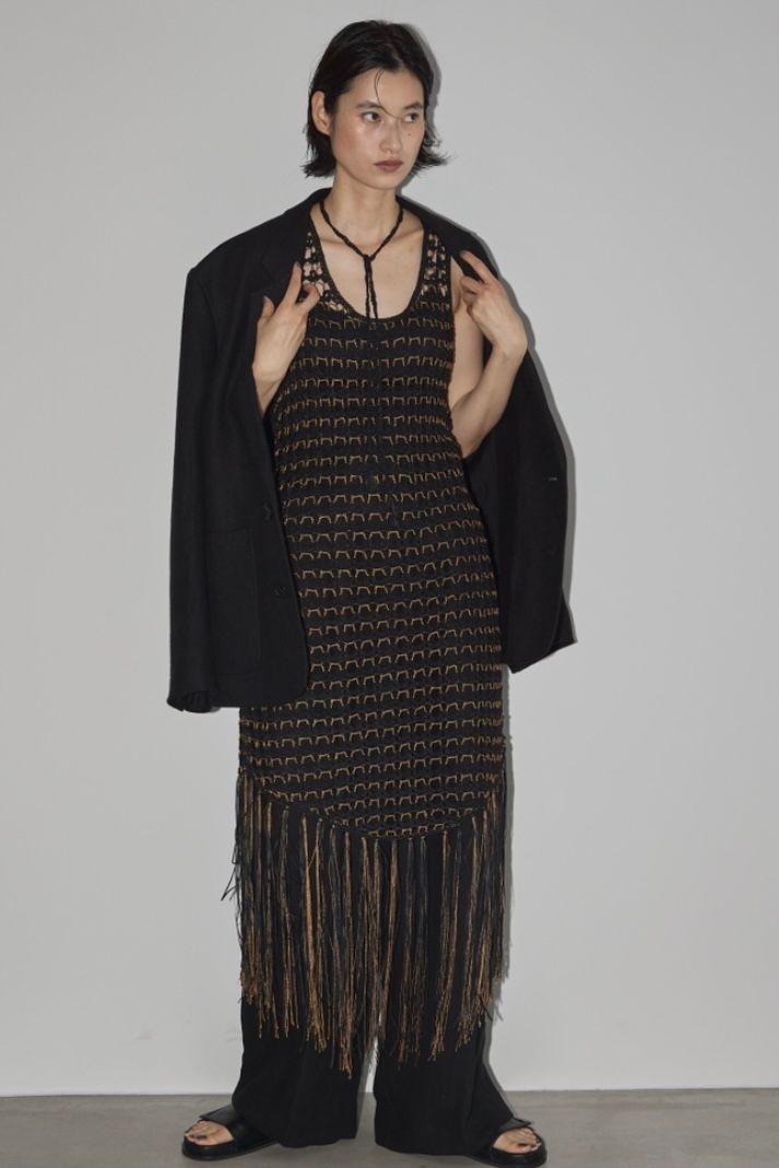 TODAYFUL - tapeyarn crochet onepiece -black- 23ss | asterisk