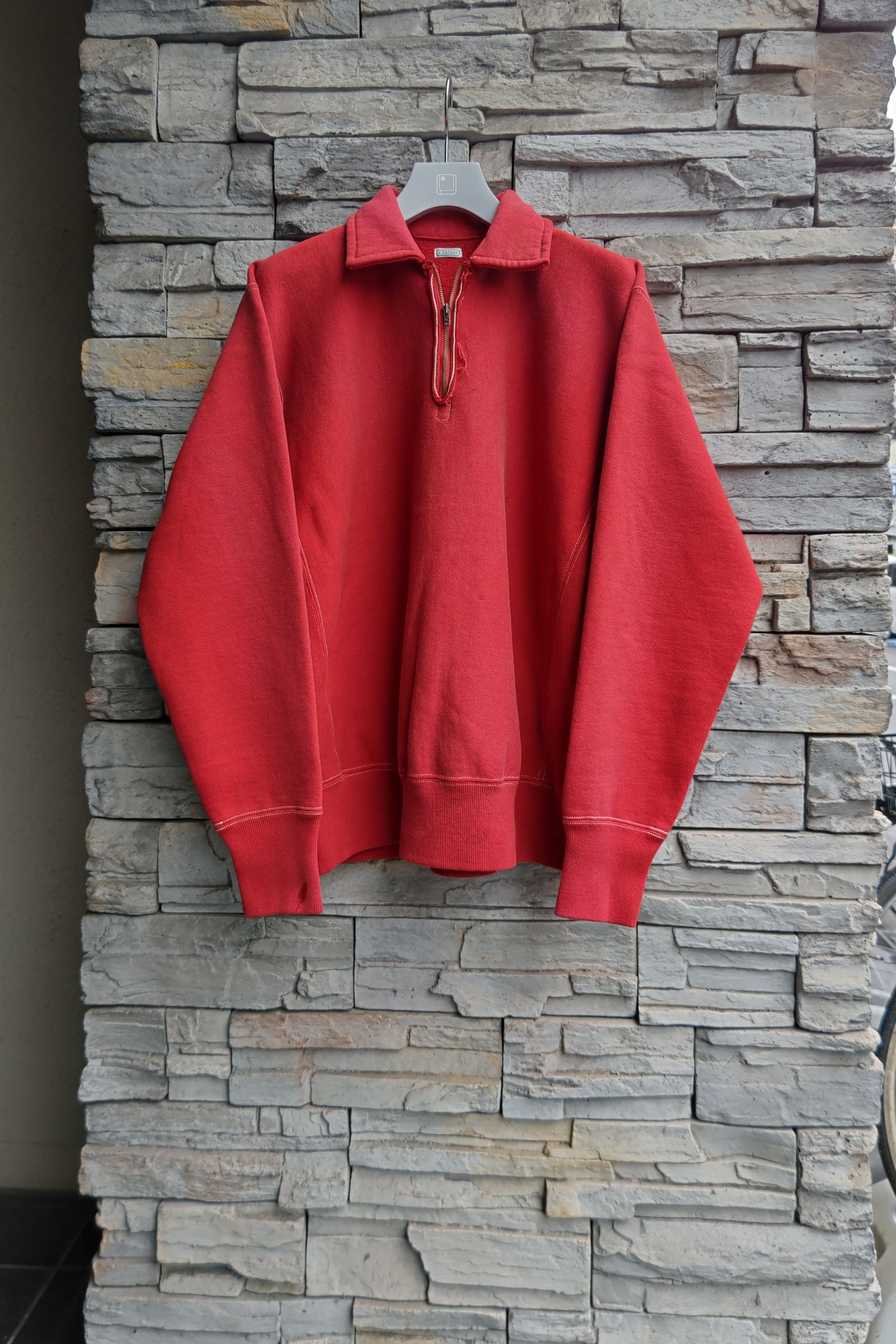 A.PRESSE - vintage half zip sweatshirt -red- 23ss | asterisk