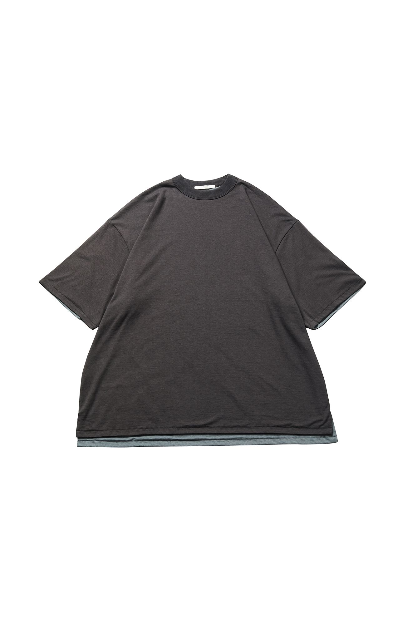 blurhms - high gauge reversible tee -charcoal×sage grey-women 22ss