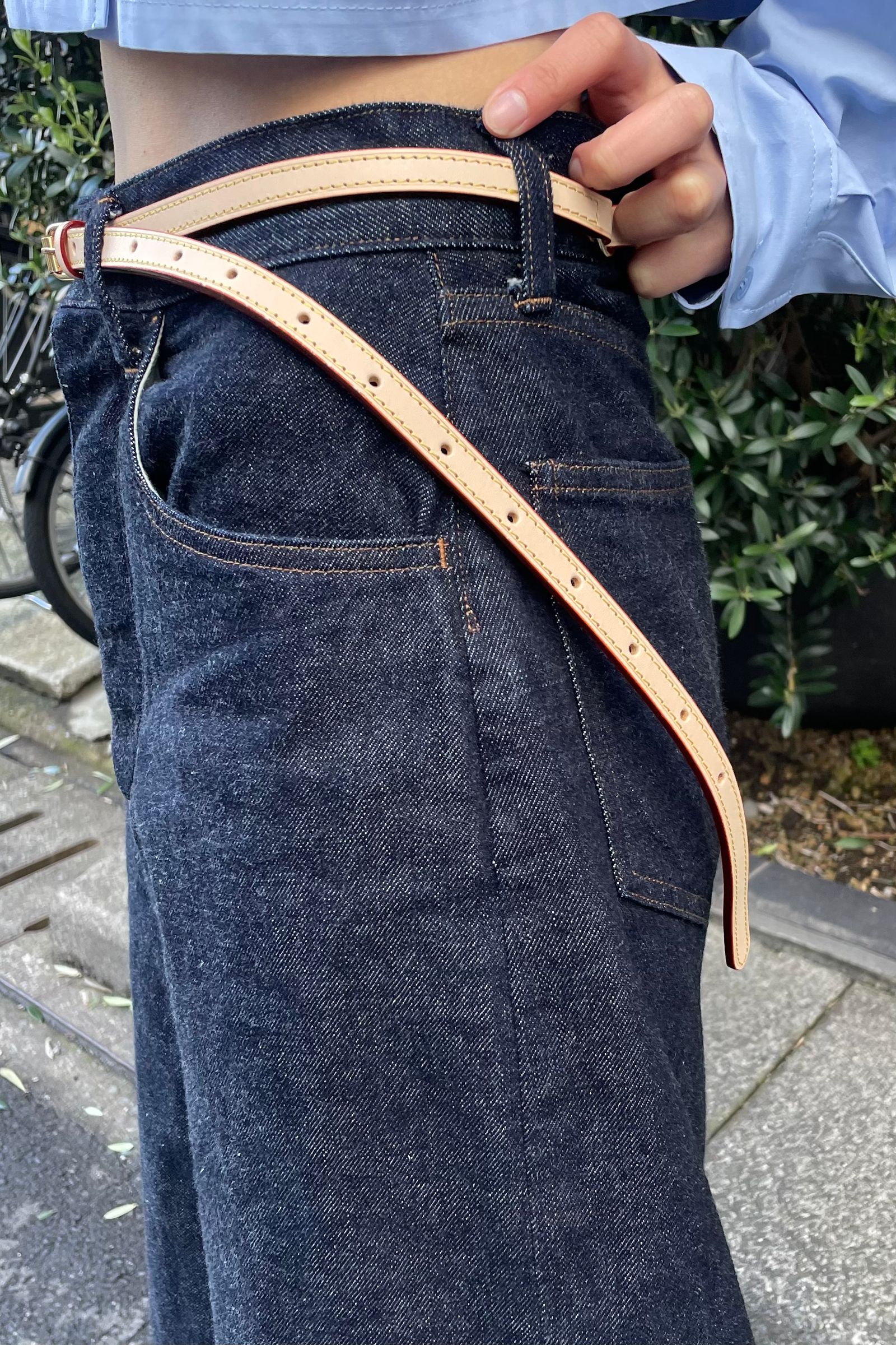 UNUSED - leather belt - black- 23ss | asterisk