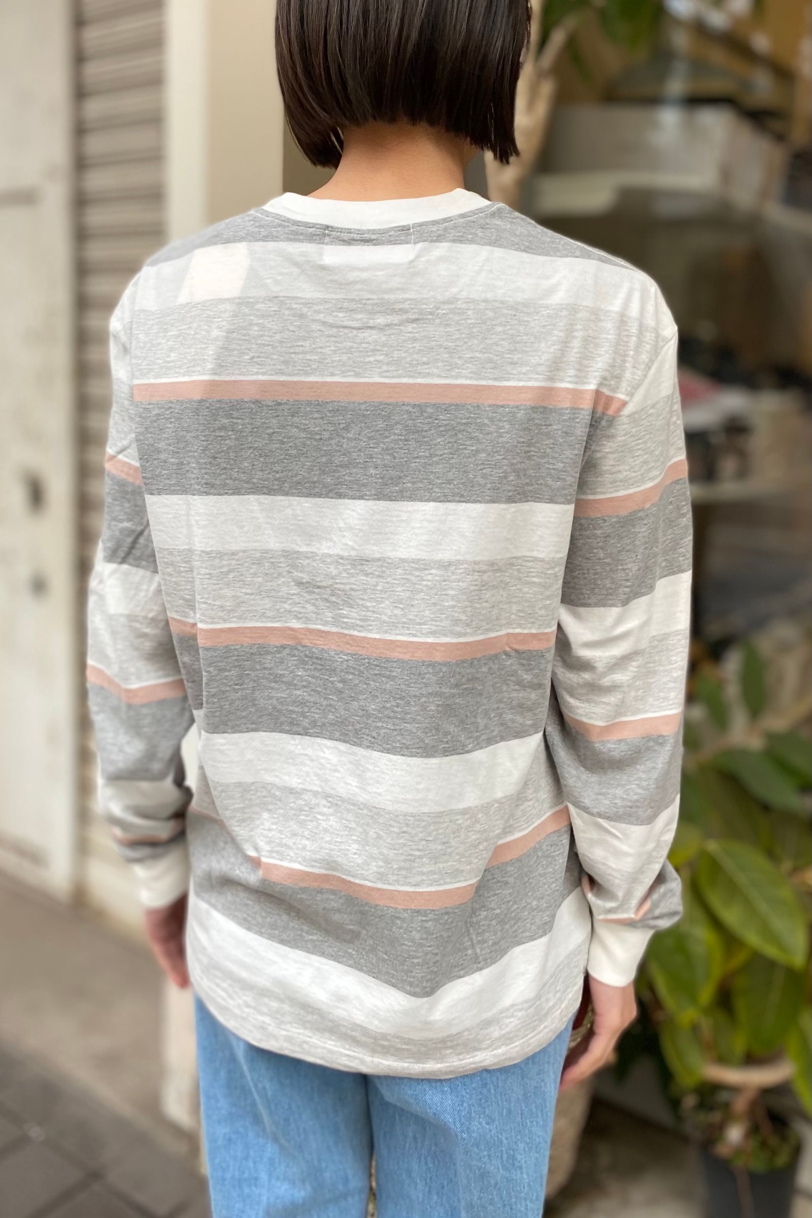 UNUSED - long-sleeve border t-shirt -pink×white- 23ss | asterisk