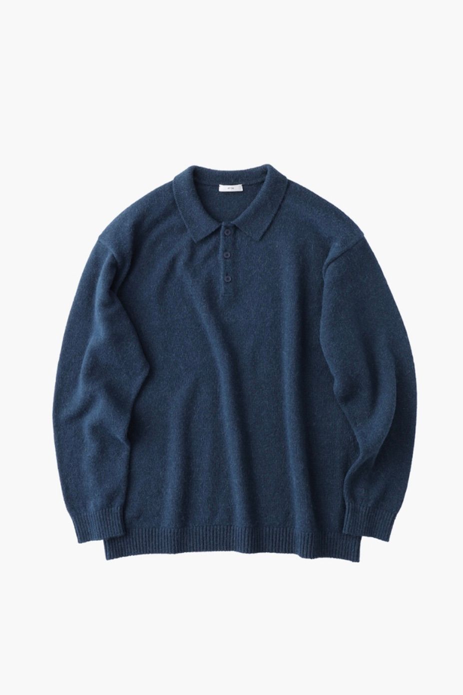 ATON - alpaca washi polo sweater -navy- men | asterisk