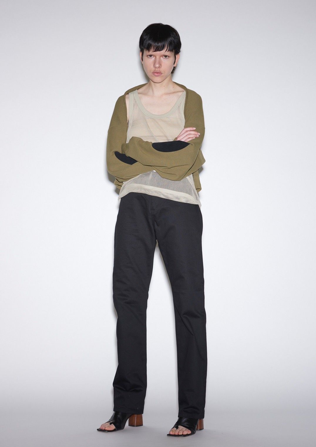 INSCRIRE - bolero sweat shirt -khaki- 23ss | asterisk