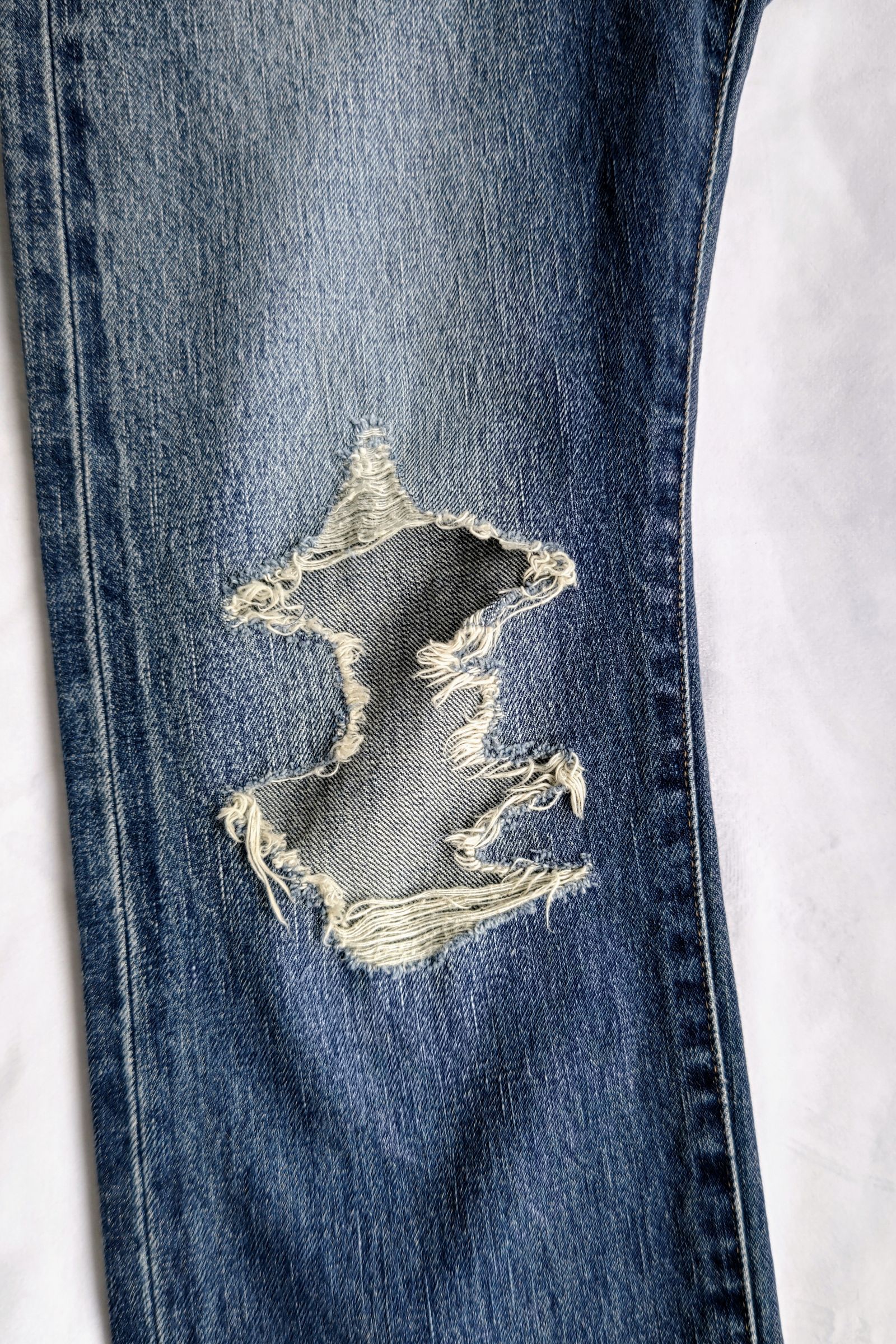 UNUSED - 13oz ripped denim pants -indigo- 23ss | asterisk