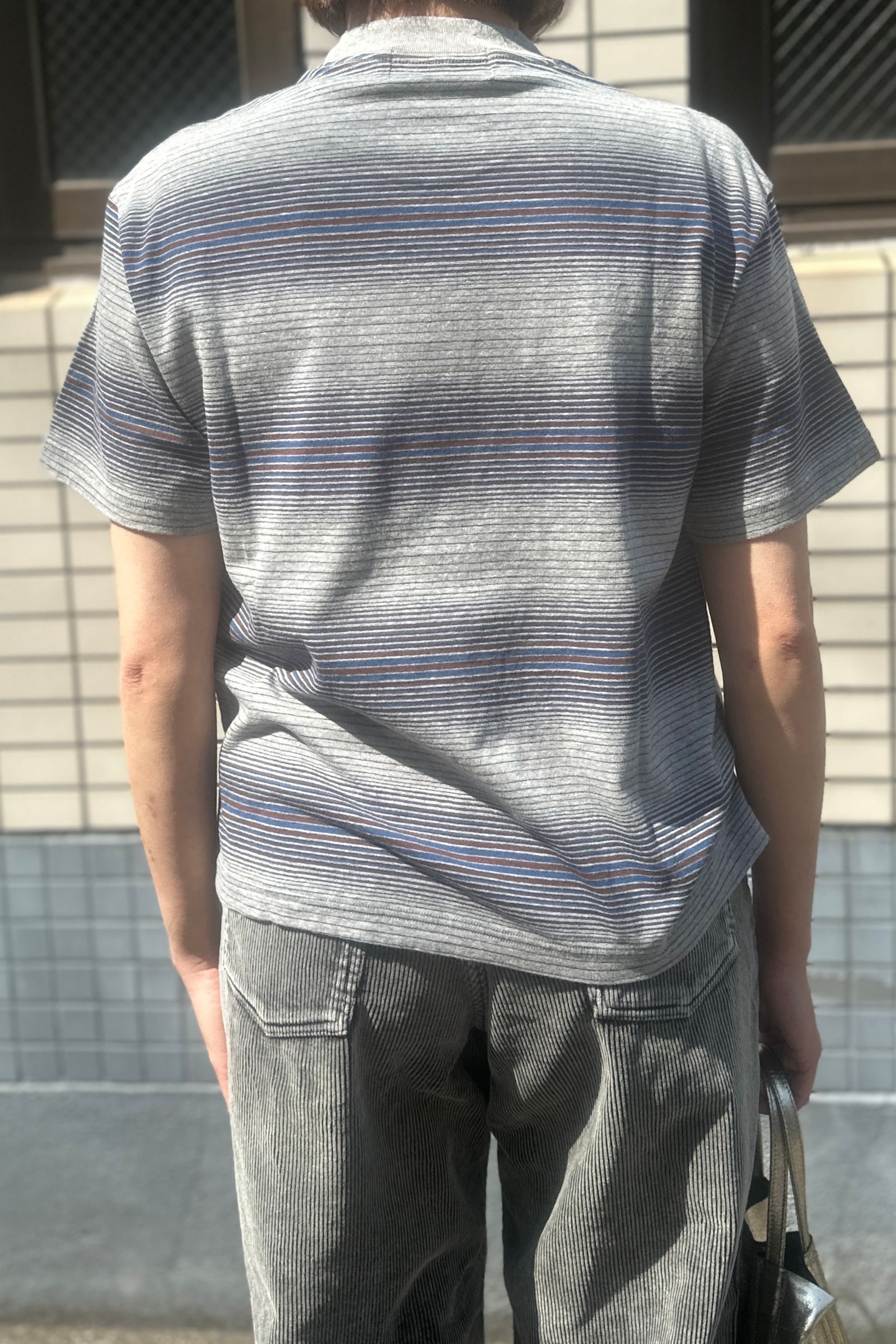UNUSED - Border short sleeve tee-GRAY×BLUE- 25ss | asterisk UNUSED - Border short sleeve tee-GRAY×BLUE- 25ss | asterisk