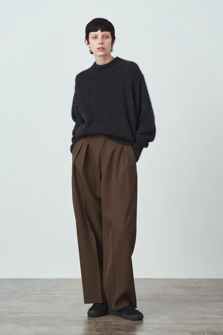 ATON - wool gabardine wide pants -khaki- 22aw women | asterisk